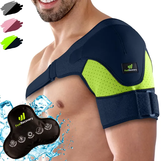 Feel Recovery Tutore Spalla Neoprene Nero Borsa Ghiaccio