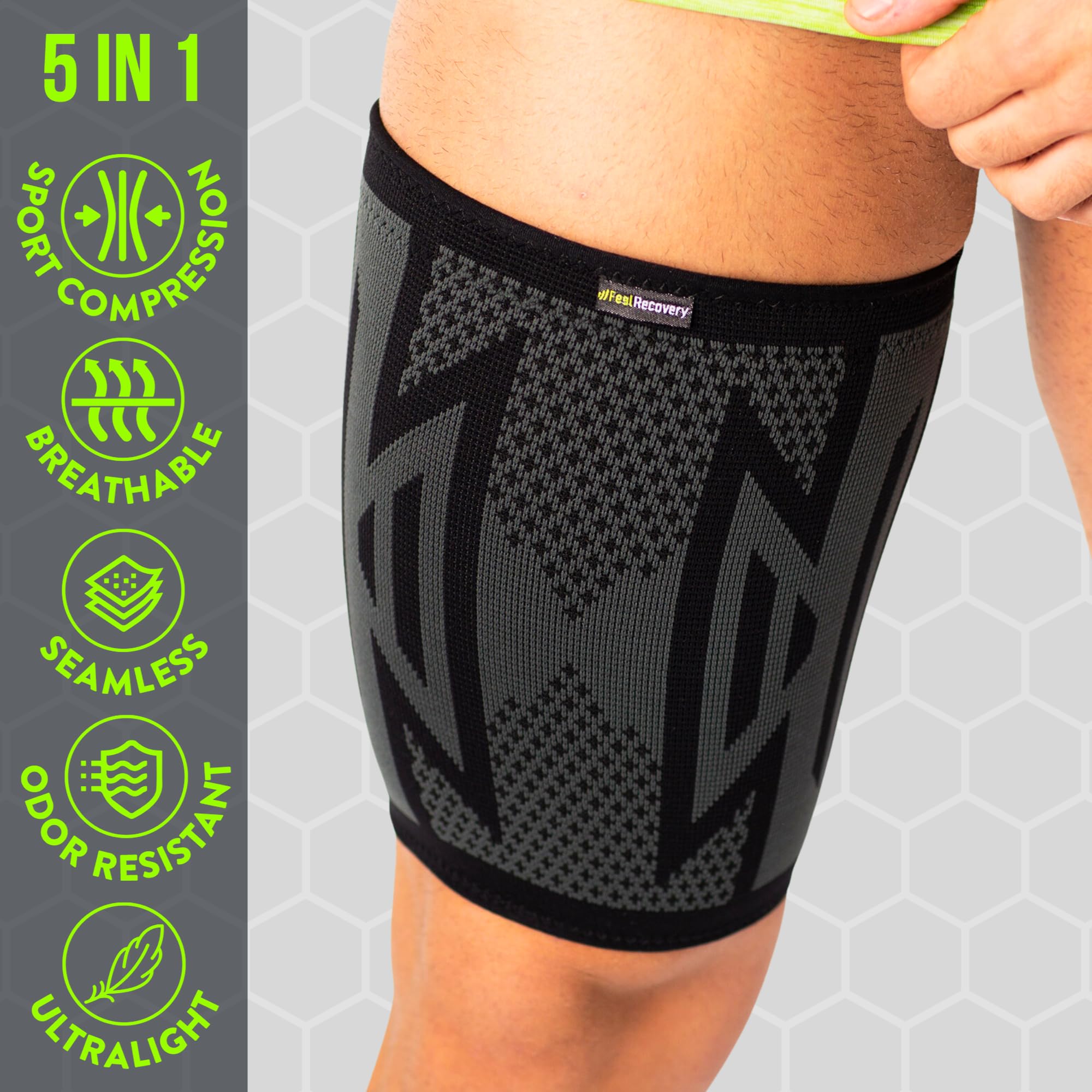Feel Recovery Cosciera Coscia Nero L 2 Pezzi Compressione