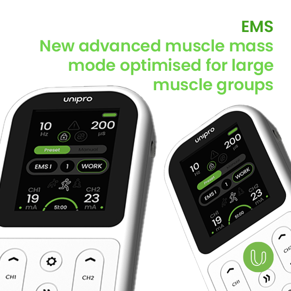 Tenscare Unipro dispositivo elettroterapia TENS EMS 4 terapie