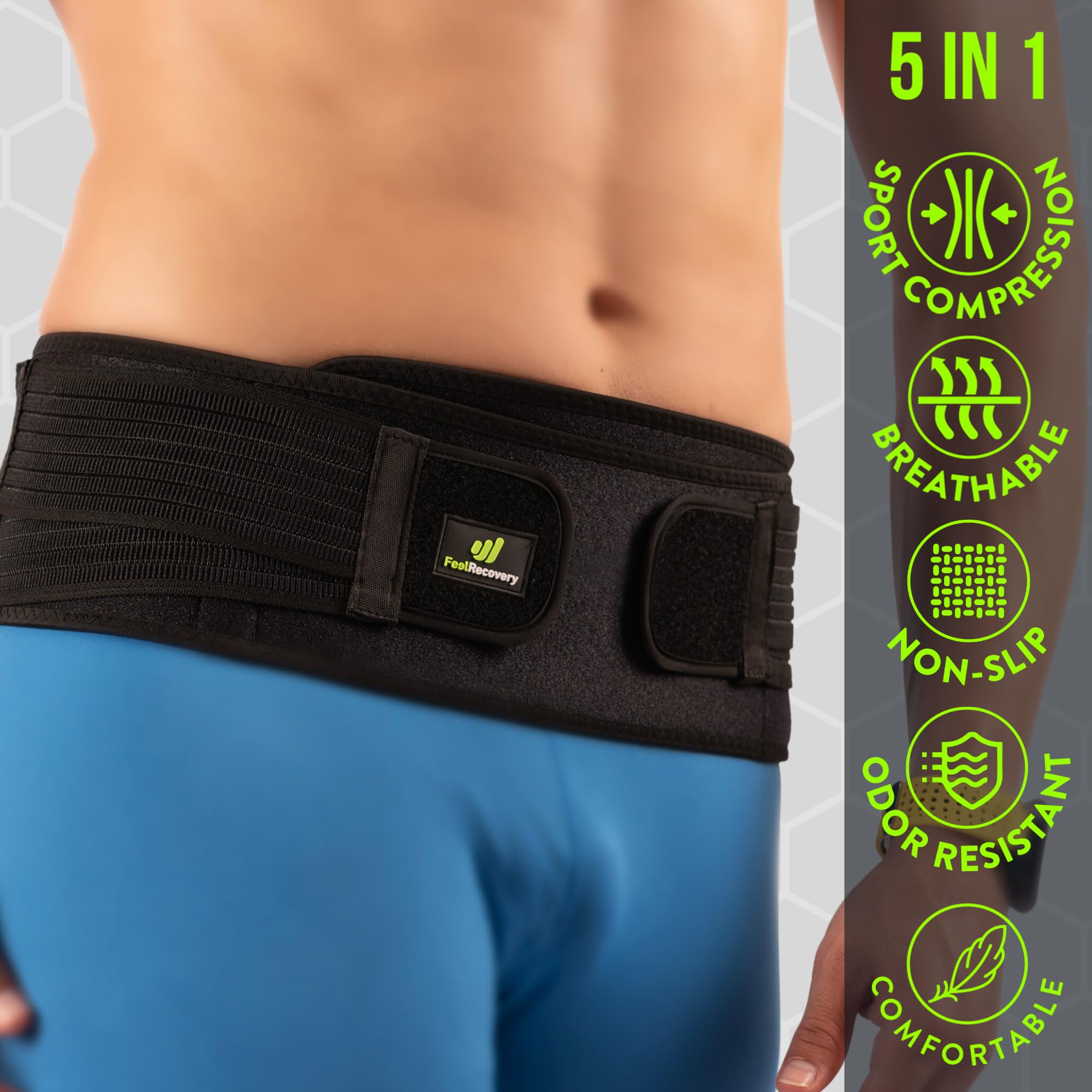 Feel Recovery Cintura Sacroiliaca Neoprene Nero Lombare S/M