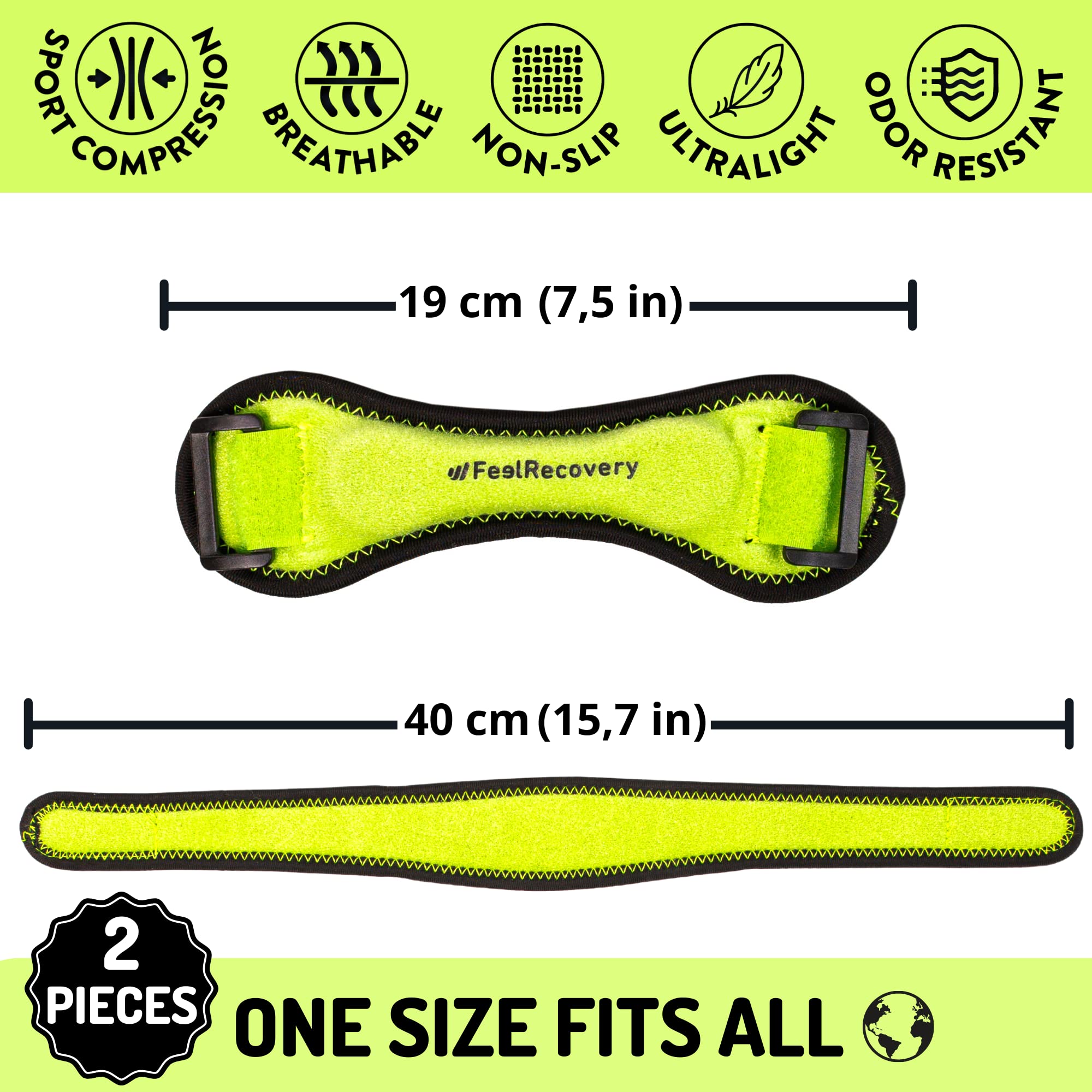Feel Recovery Cinturino Sottorotuleo Ginocchiera Verde Tendinite