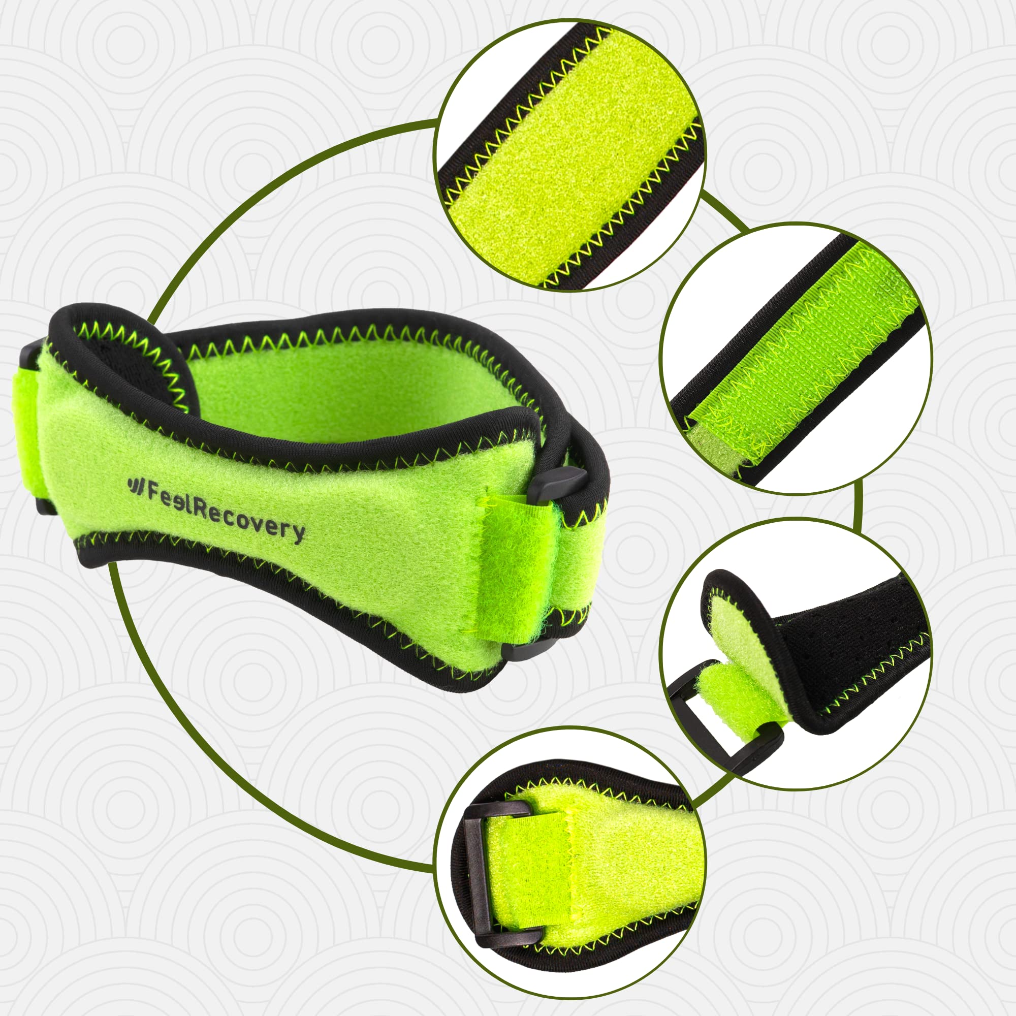 Feel Recovery Cinturino Sottorotuleo Ginocchiera Verde Tendinite