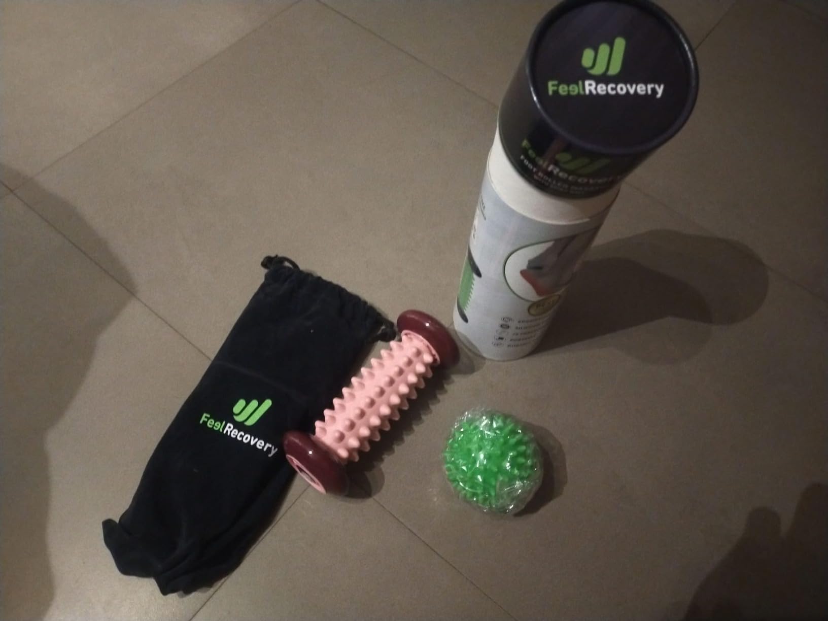 Feel Recovery Kit Rullo Piedi Palla Riccio Verde Fascite