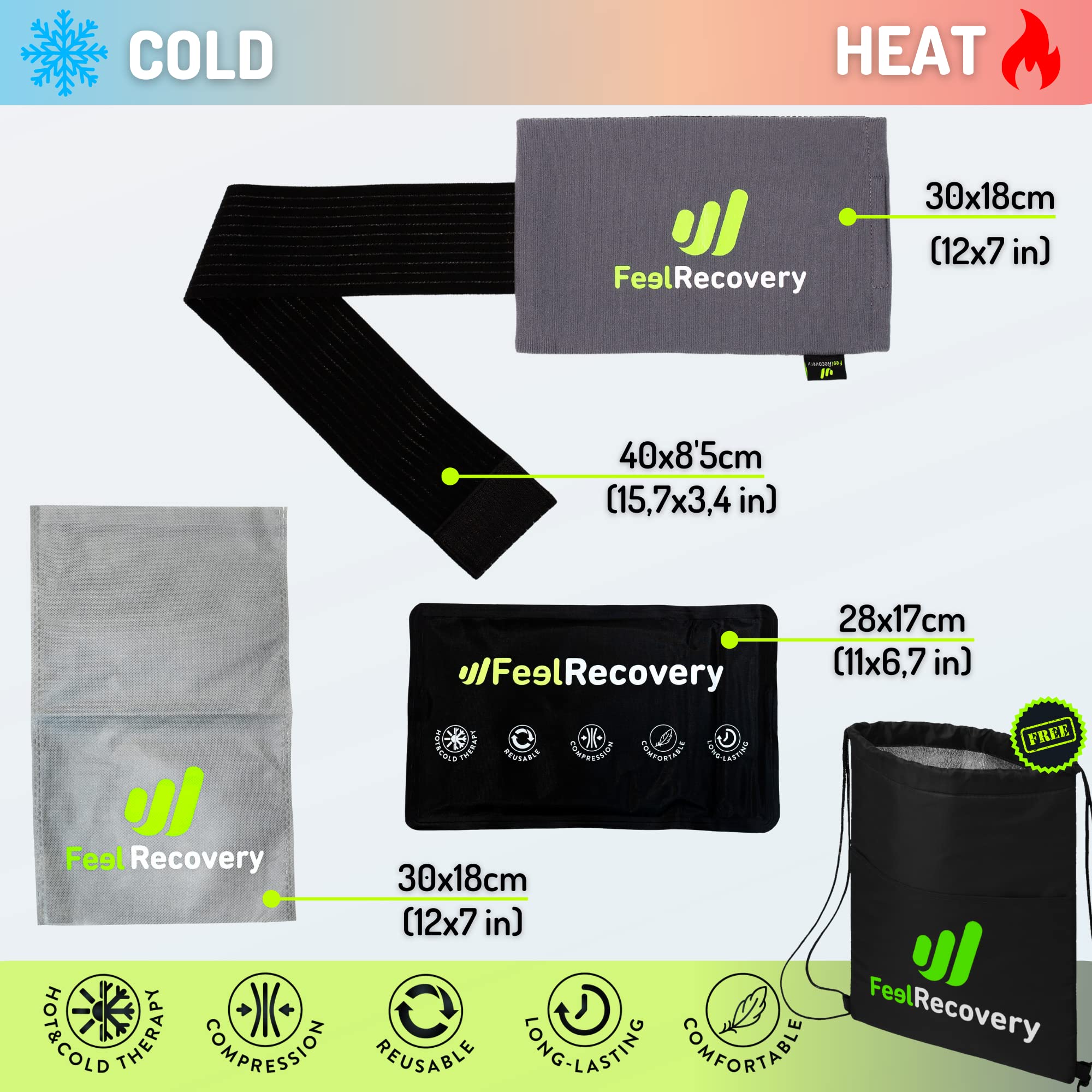 Feel Recovery Borsa Ghiaccio Gel Ginocchio impacco 28x17 cm