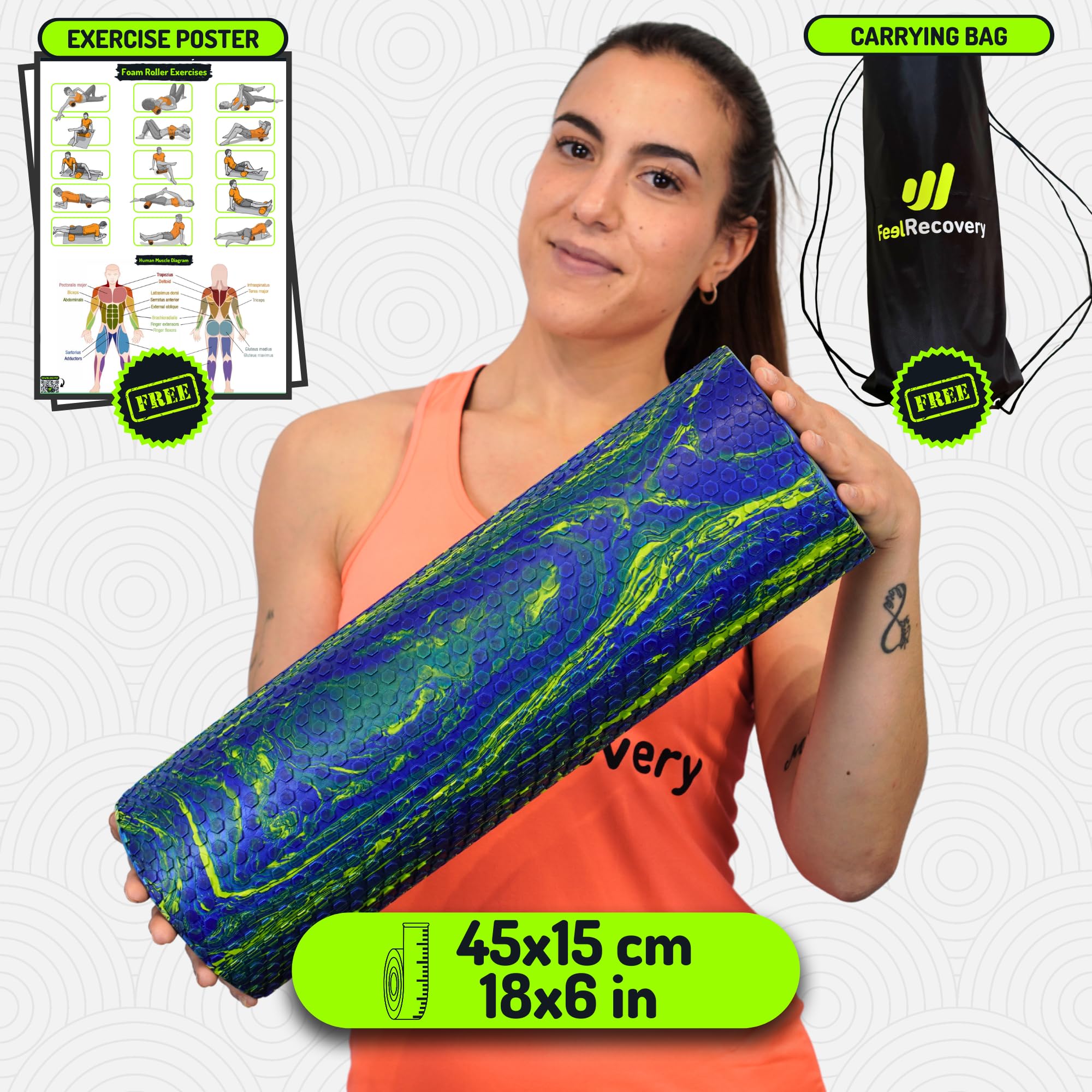 Feel Recovery foam roller 45x15 cm rullo massaggio EVA
