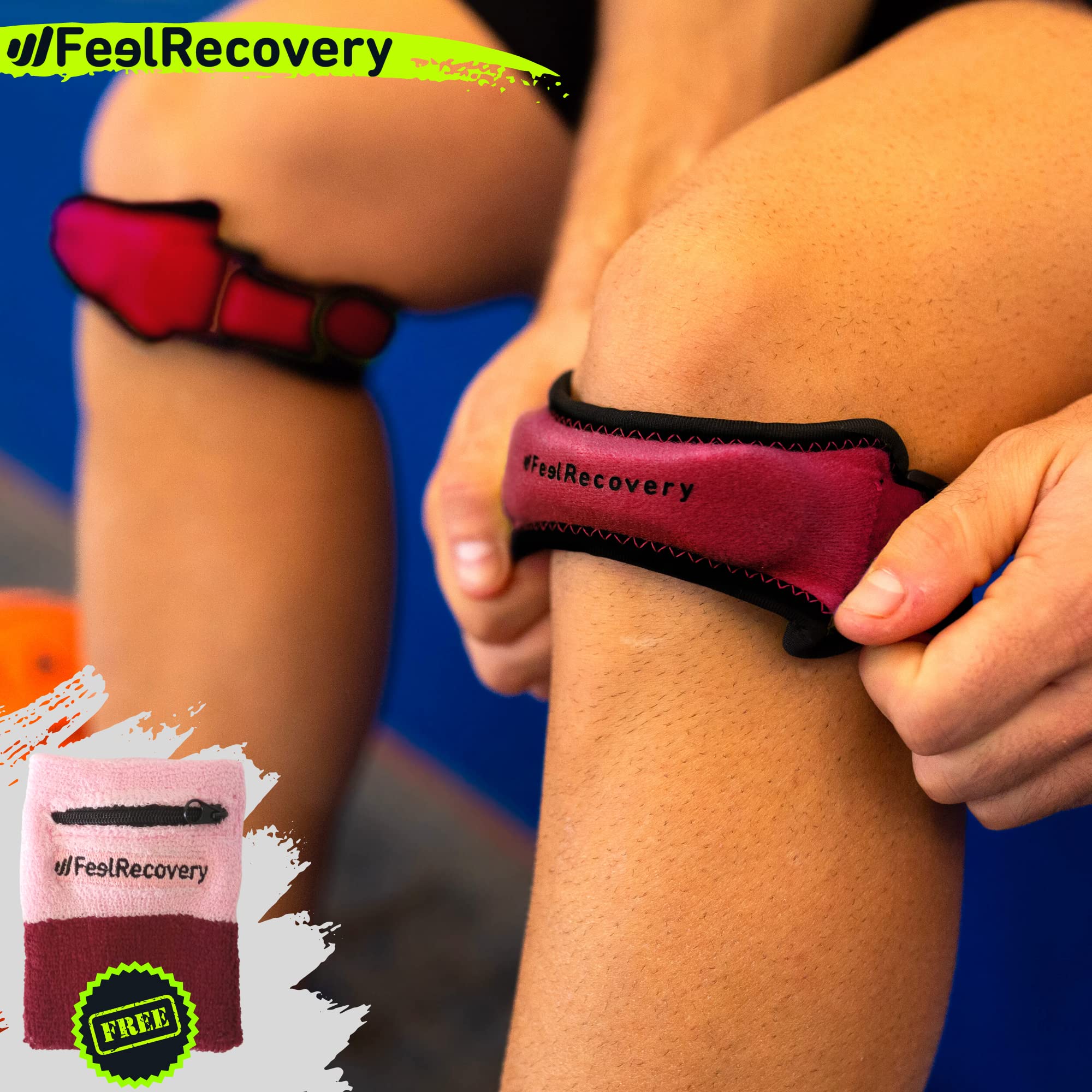 Feel Recovery cinturino rotuleo ginocchio bordeaux 2 pezzi