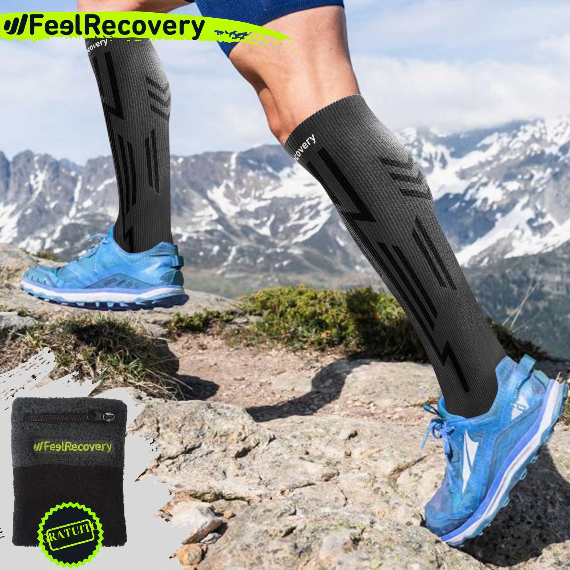 Feel Recovery Calze Compressione Graduata Sport L nere lana