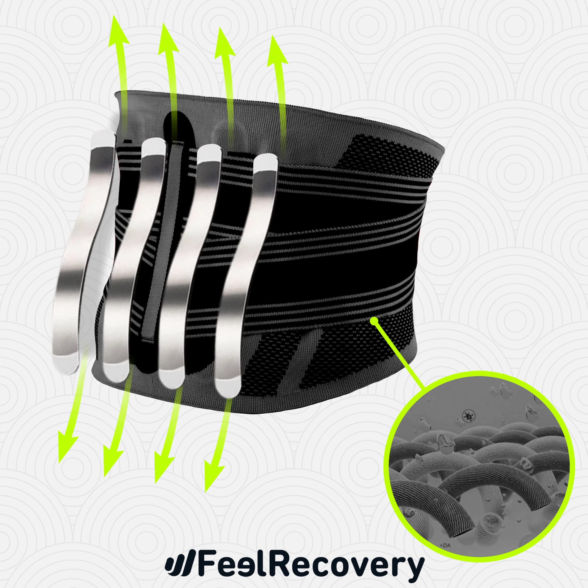 Feel Recovery Fascia Lombare XL Bustino Schiena Nero
