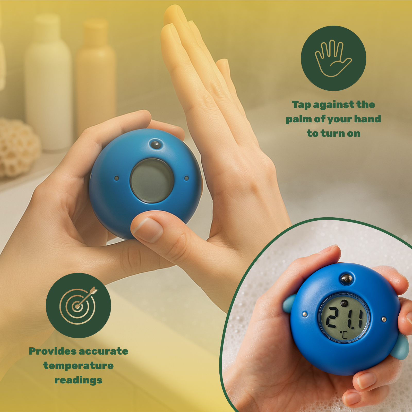 Tenscare Farm Friends giochi bagnetto 5 pezzi con termometro LCD