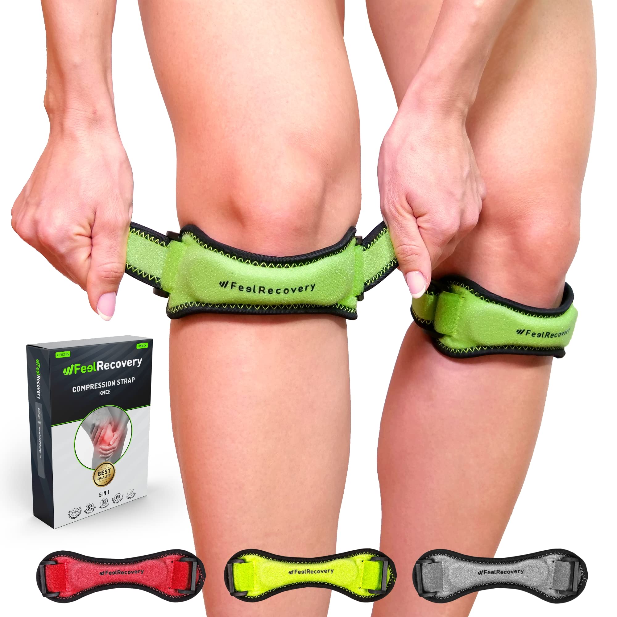 Feel Recovery Cinturino Sottorotuleo Ginocchiera Verde Tendinite
