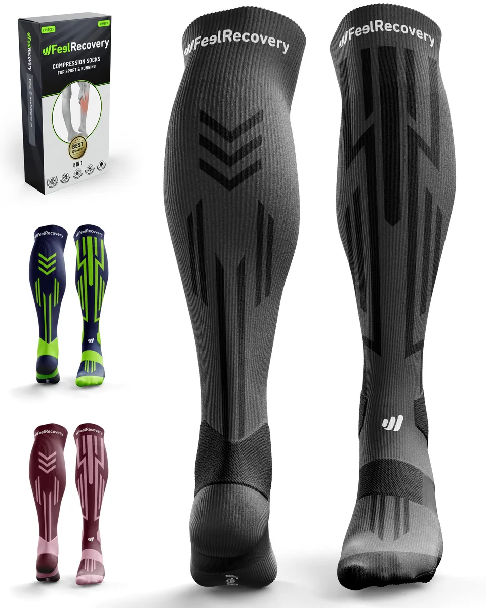 Feel Recovery Calze Compressione Graduata Sport L nere lana