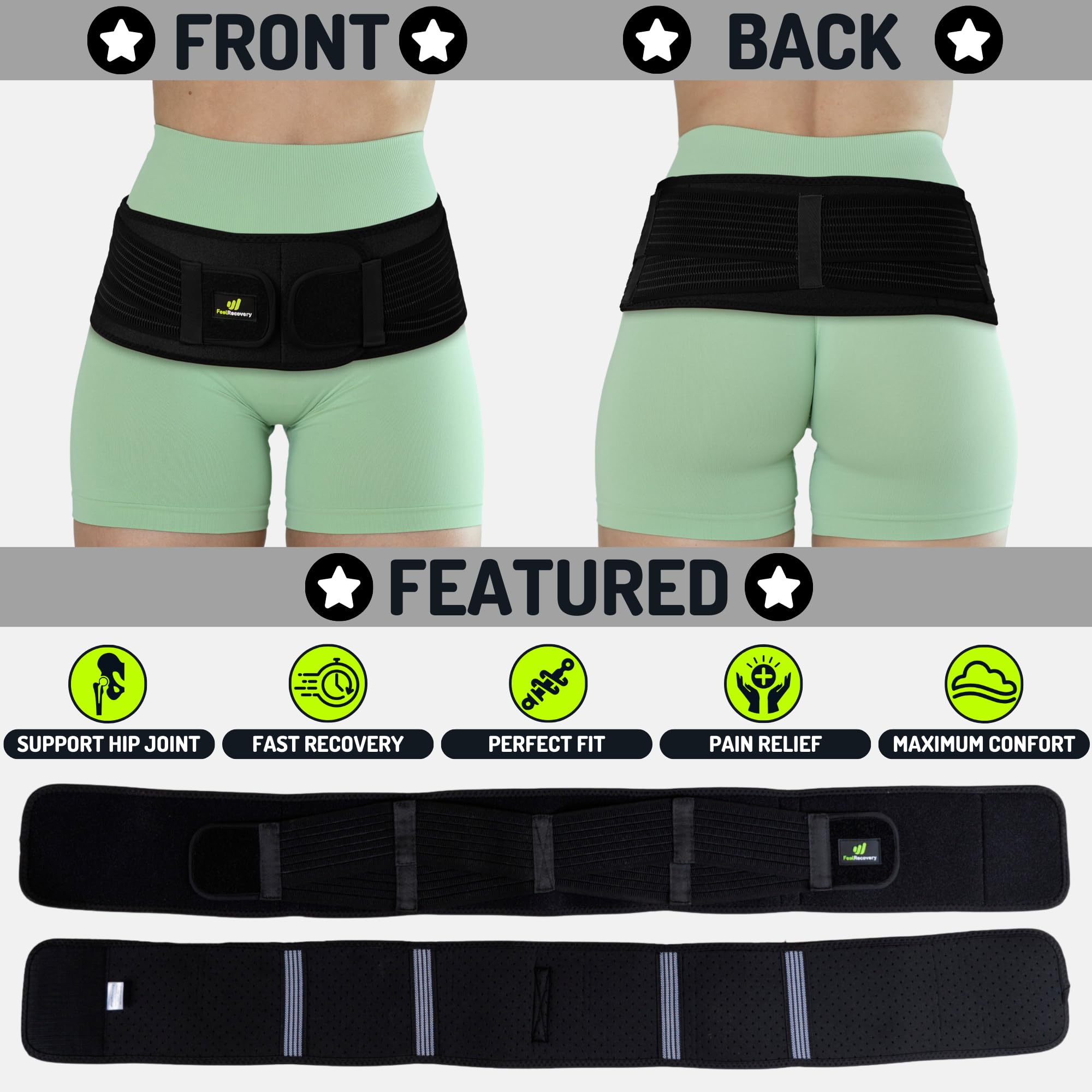 Feel Recovery Cintura Sacroiliaca Neoprene Nero Lombare S/M
