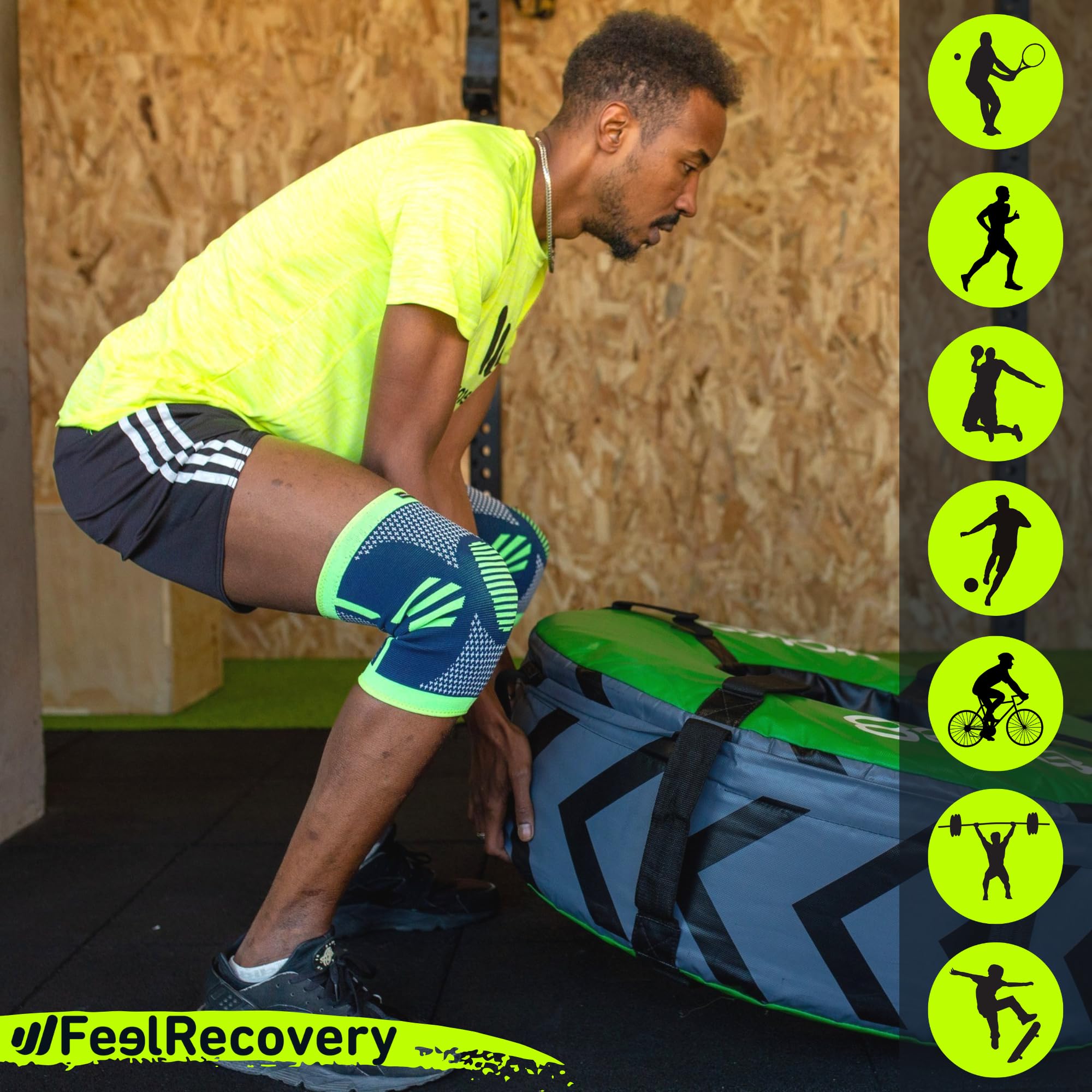Feel Recovery Ginocchiera Compressione Verde XL