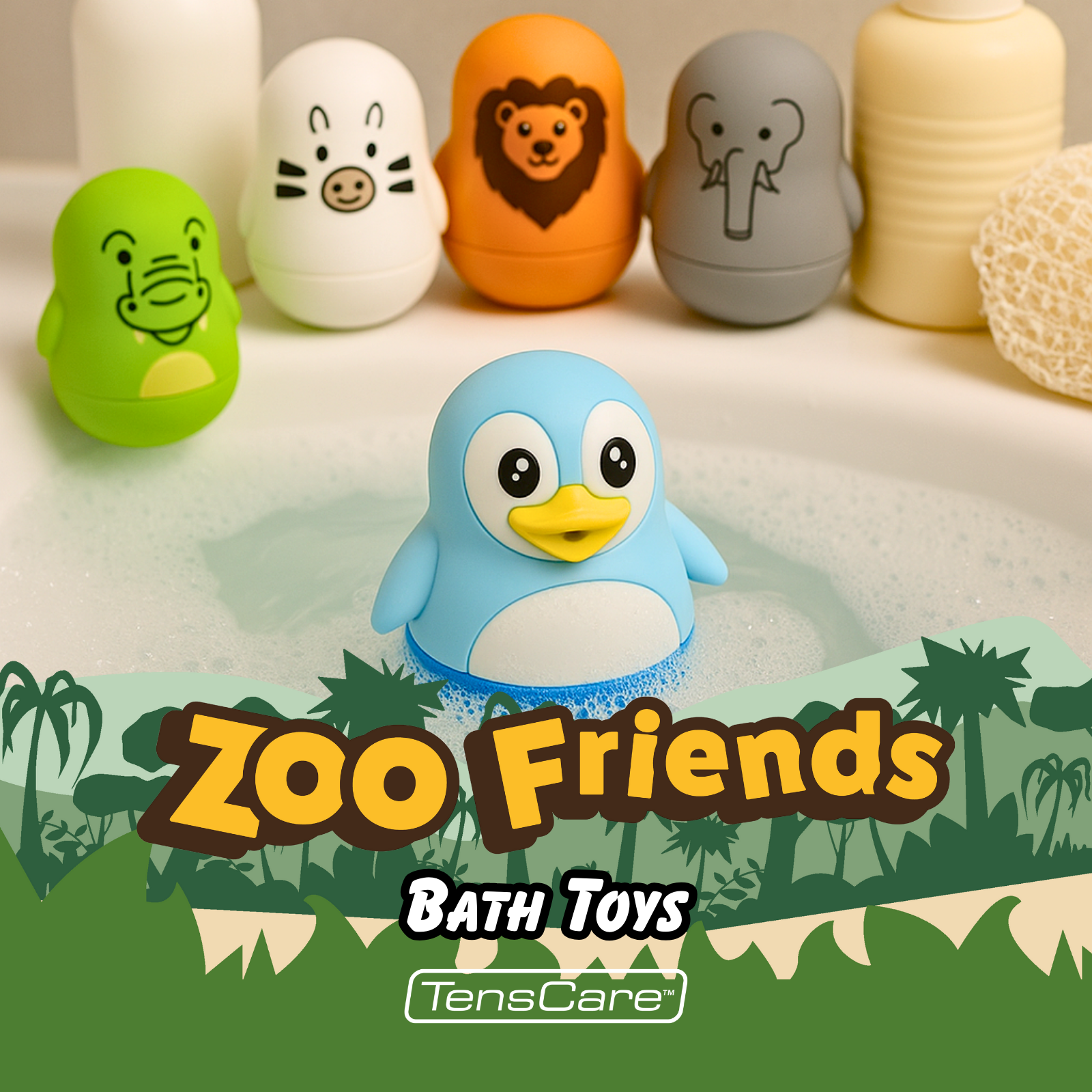 TensCare Zoo Friends termometro bagnetto 5 pezzi silicone