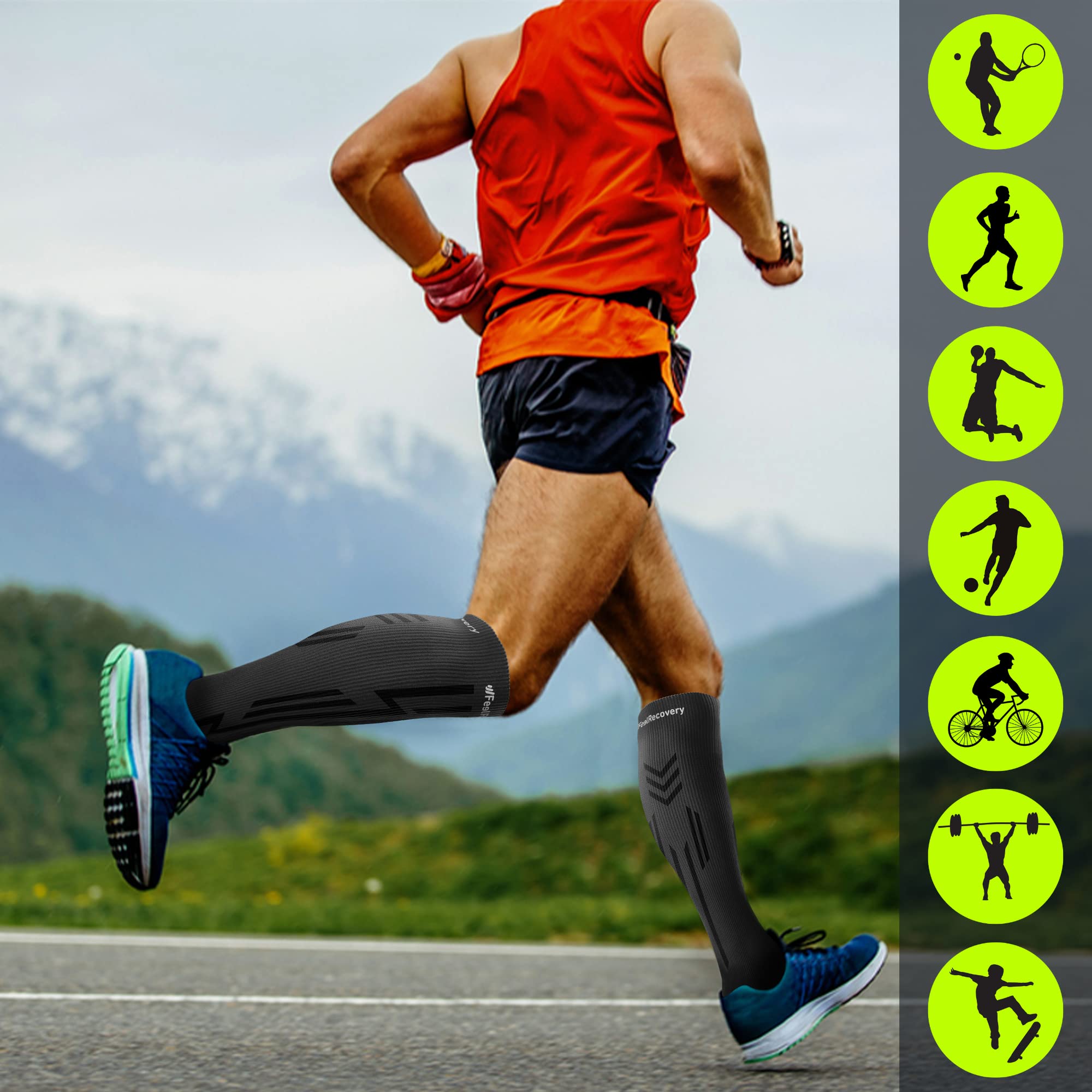 Feel Recovery Calze Compressione Graduata Sport L nere lana