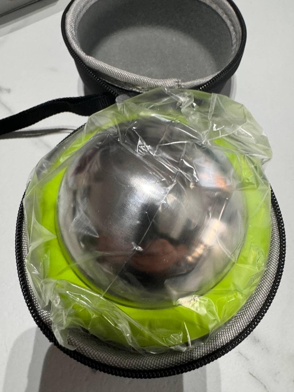 Feel Recovery Palla Massaggio Metallo Nero Gel 8cm Freddo