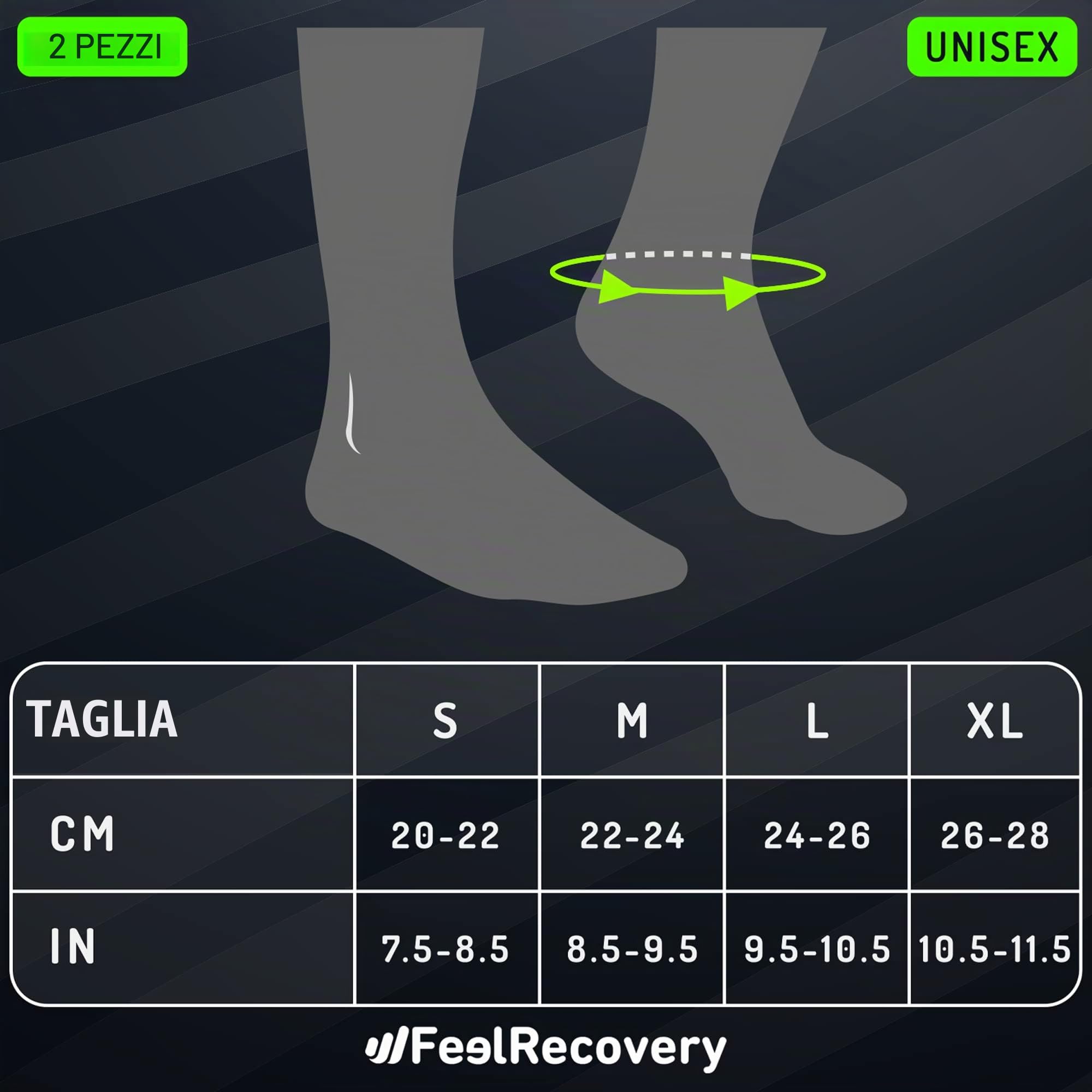 Feel Recovery Cavigliera compressione L verde distorsioni