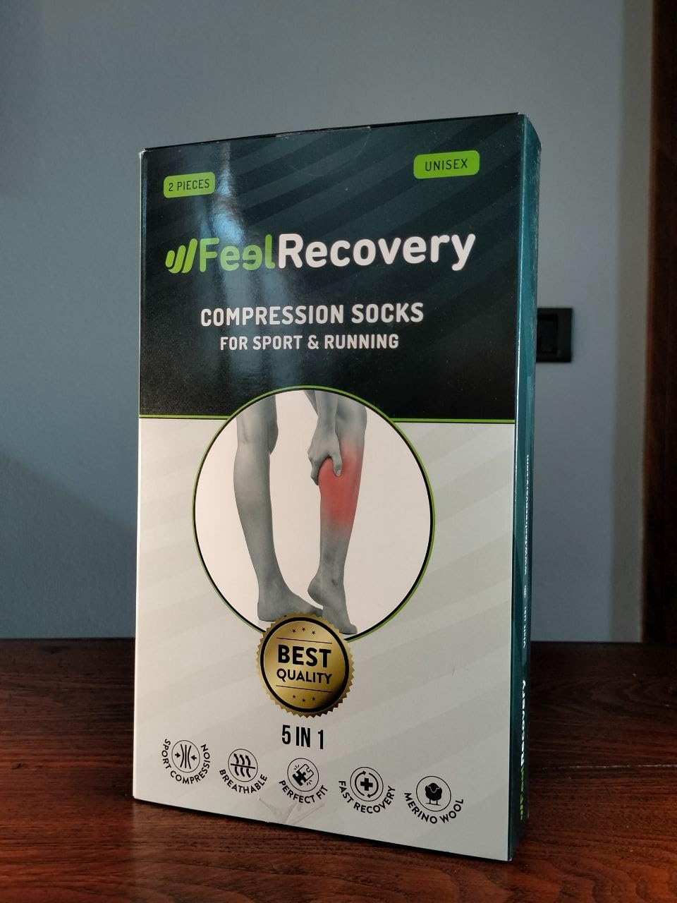 Feel Recovery Calze Compressione Graduata Sport L nere lana