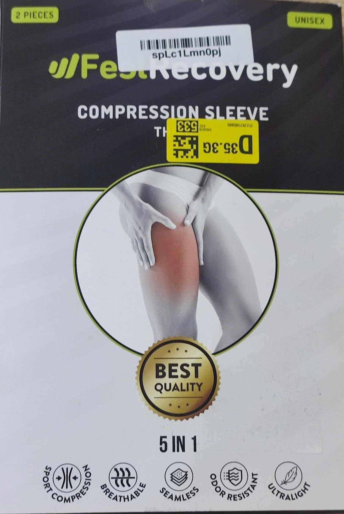 Feel Recovery Cosciera Coscia Nero L 2 Pezzi Compressione