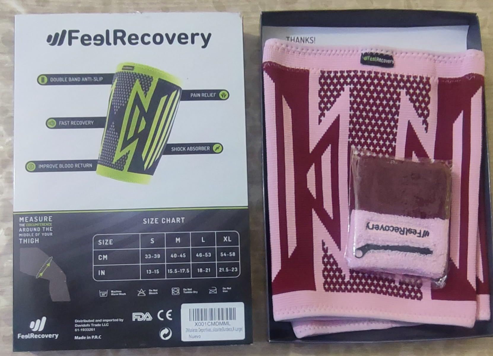 Feel Recovery Cosciera Coscia Nero L 2 Pezzi Compressione