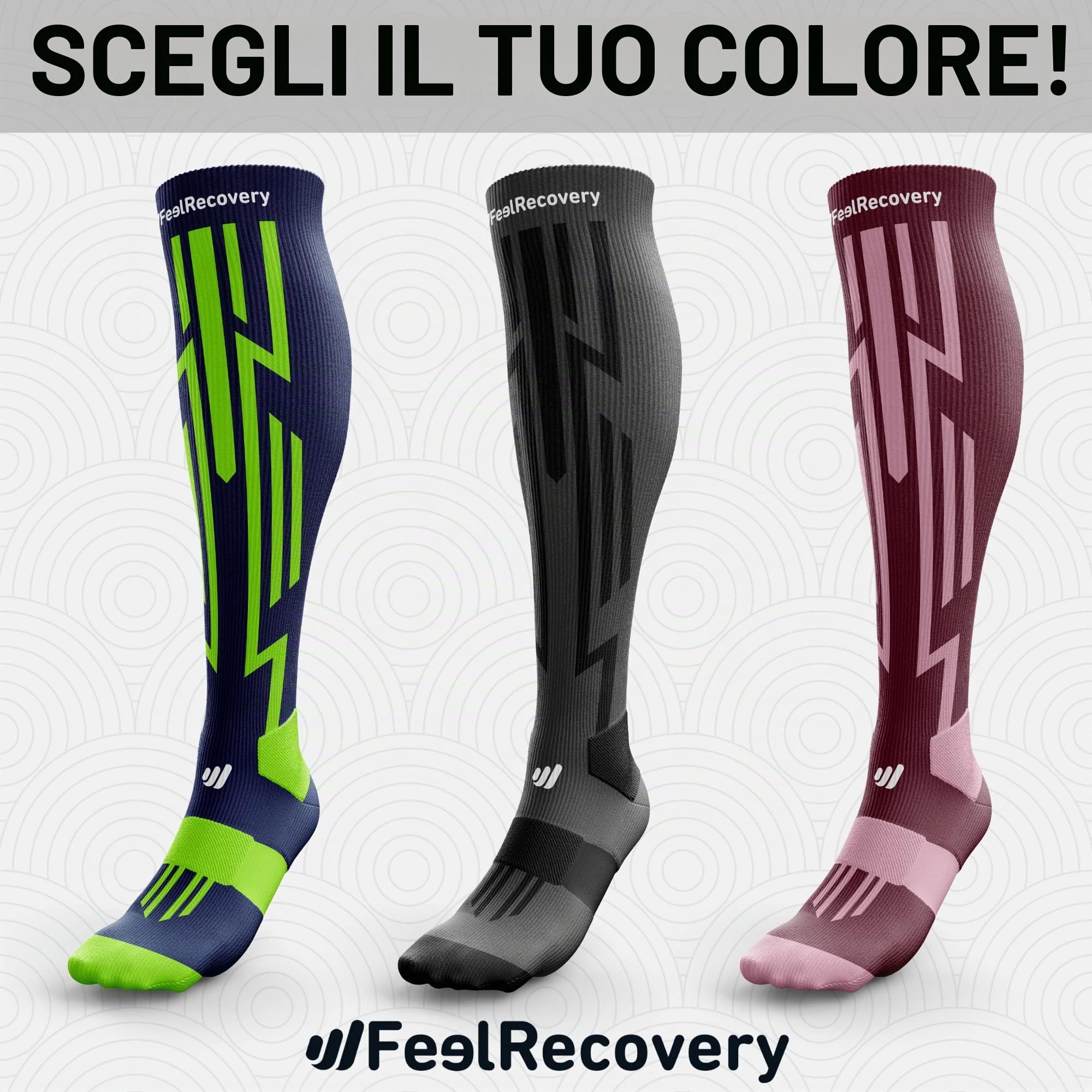 Feel Recovery Calze Compressione Graduata Sport L nere lana