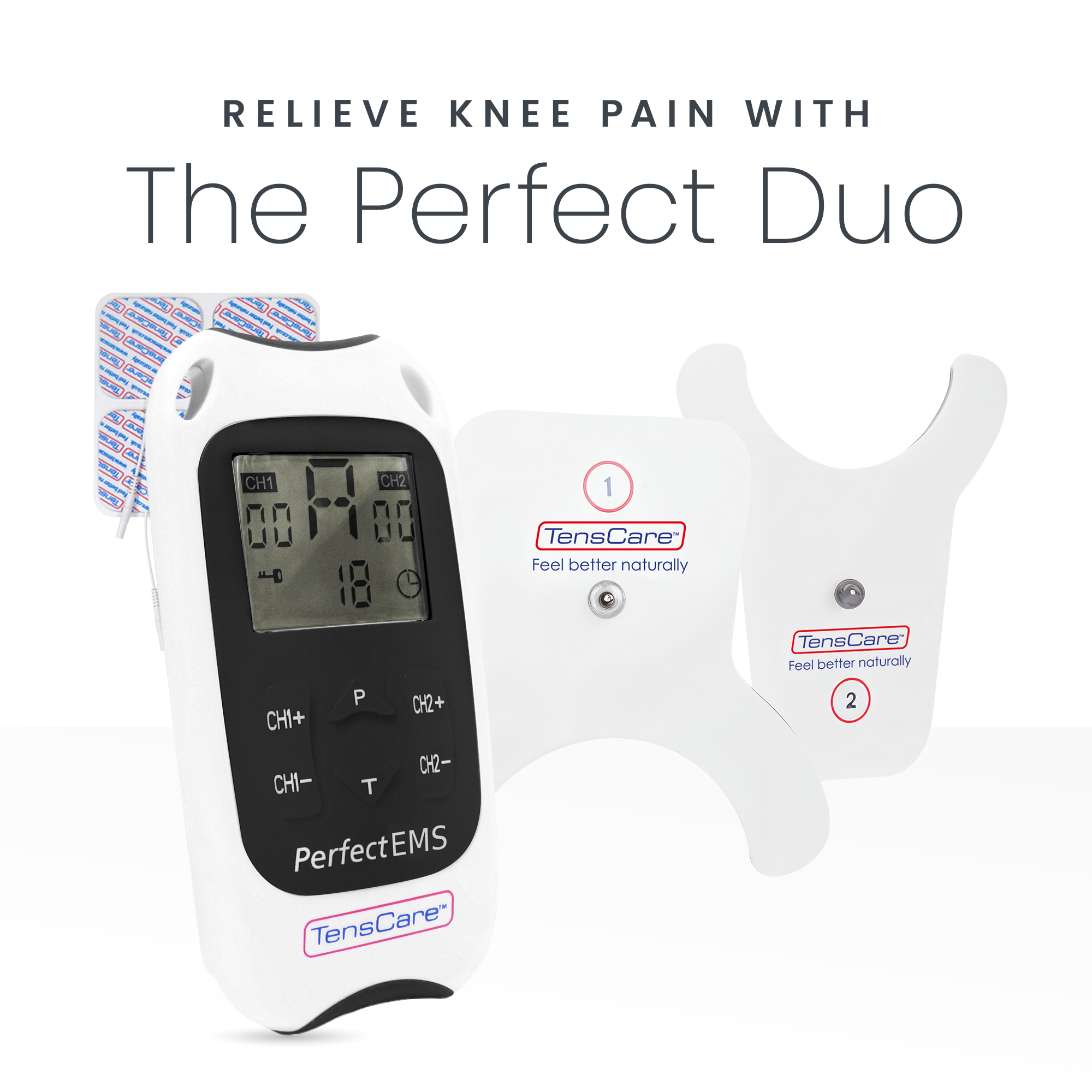 Tenscare Perfect EMS elettrostimolatore muscolare con elettrodi ginocchio