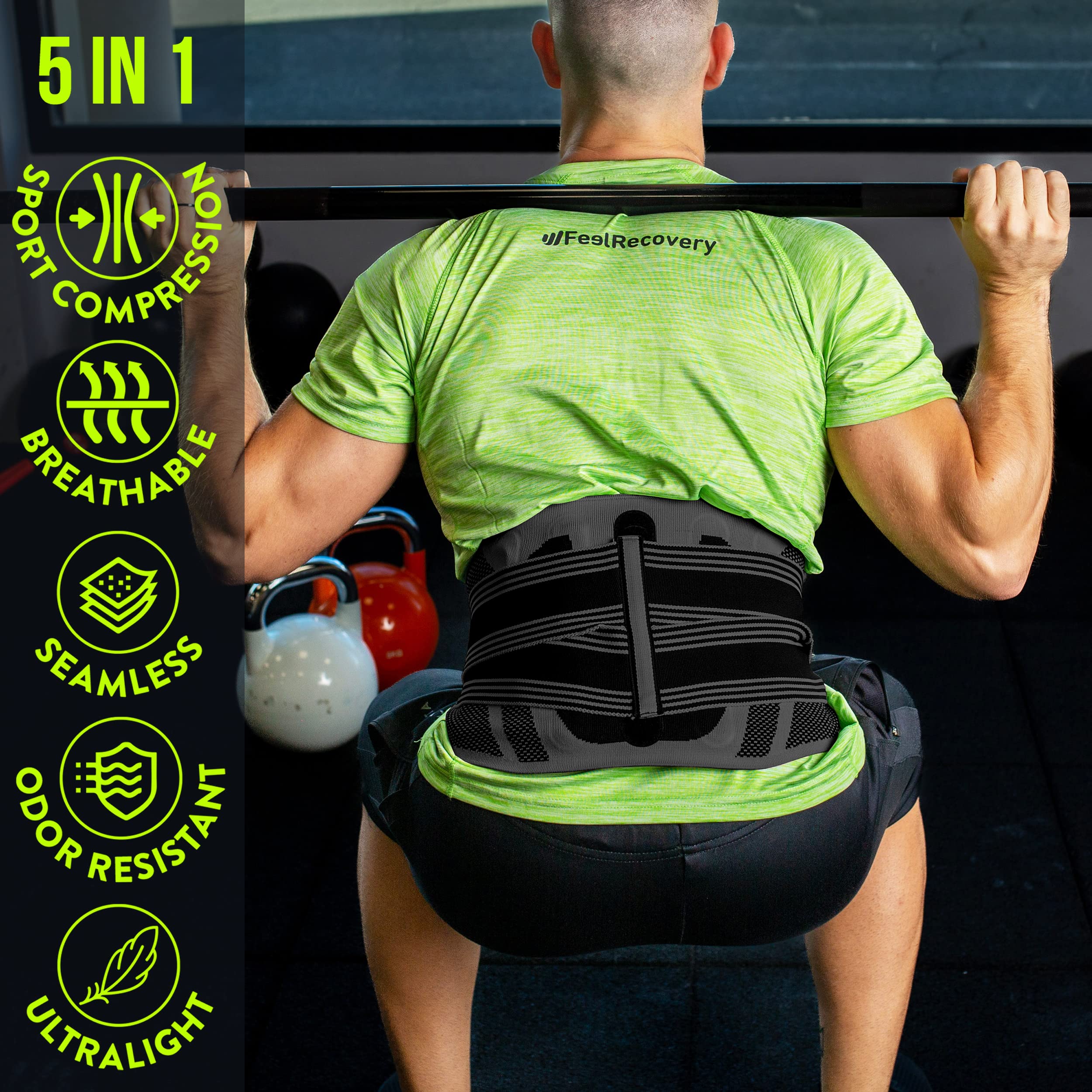 Feel Recovery Fascia Lombare XL Bustino Schiena Nero