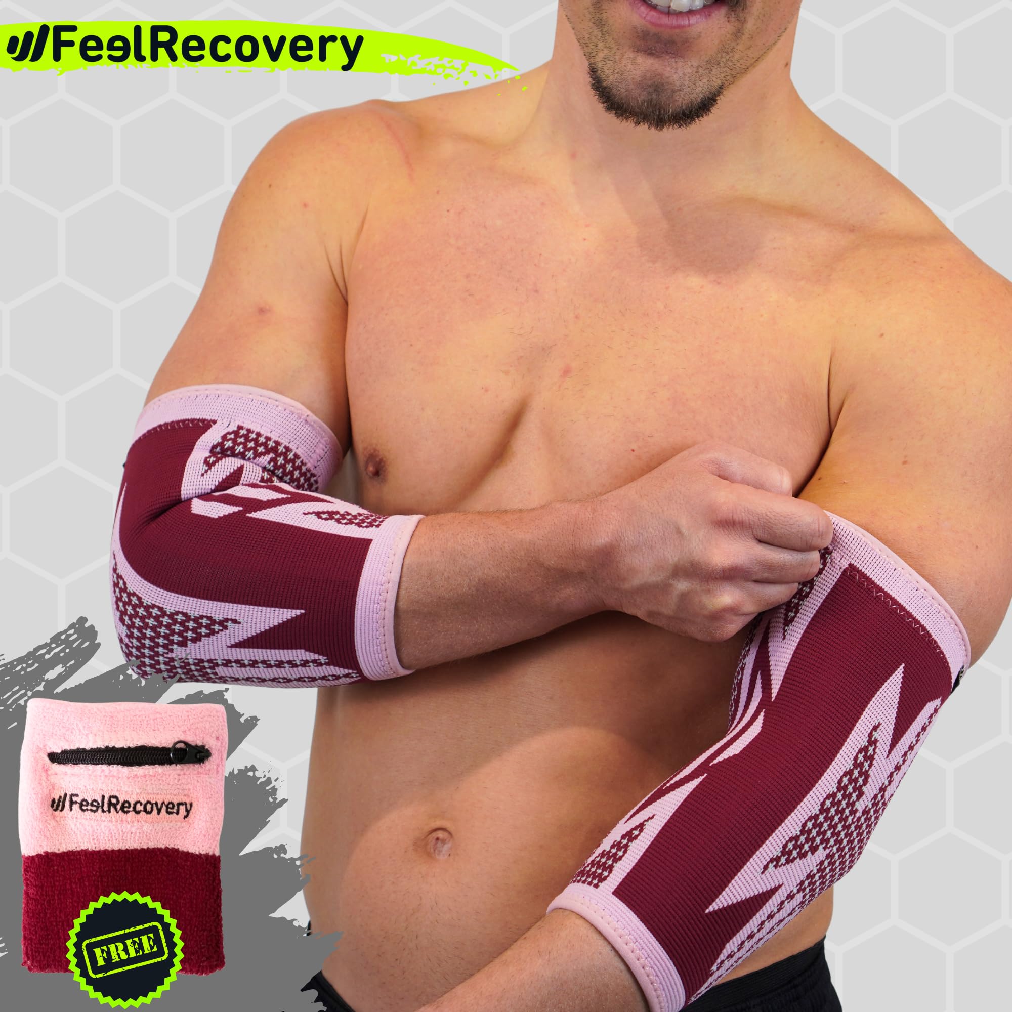 Feel Recovery Tutore Gomito epicondilite XL bordeaux elastico