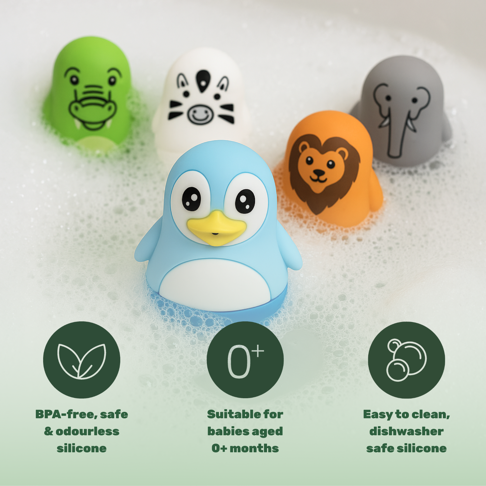 TensCare Zoo Friends termometro bagnetto 5 pezzi silicone