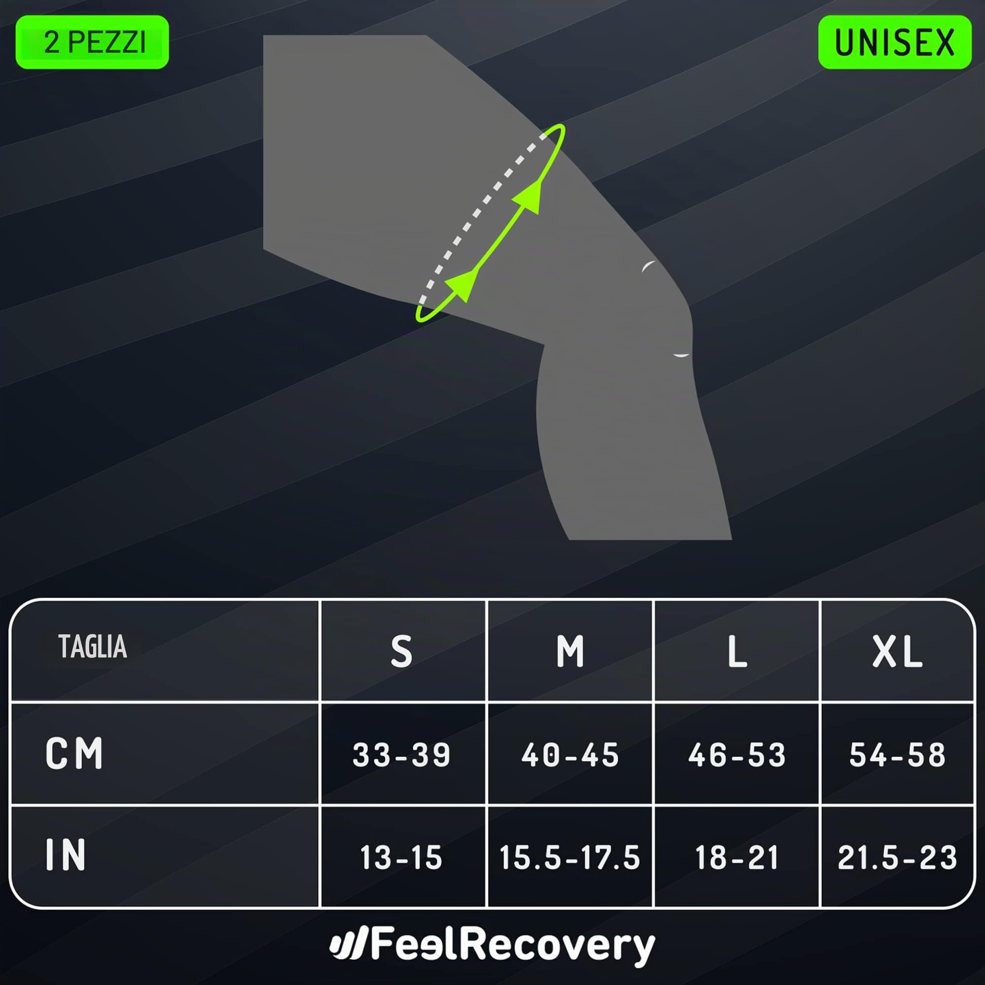 Feel Recovery Cosciera Coscia Nero L 2 Pezzi Compressione