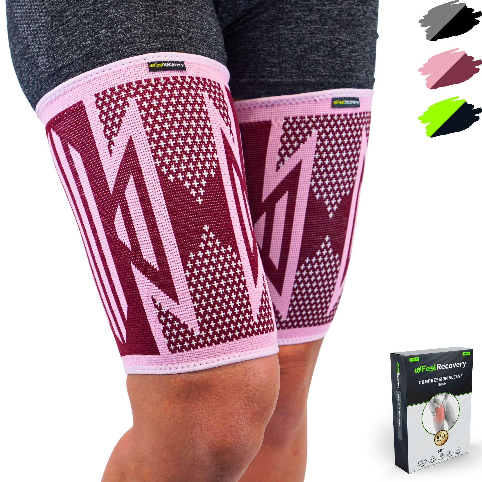 Feel Recovery Cosciera Coscia Nero L 2 Pezzi Compressione
