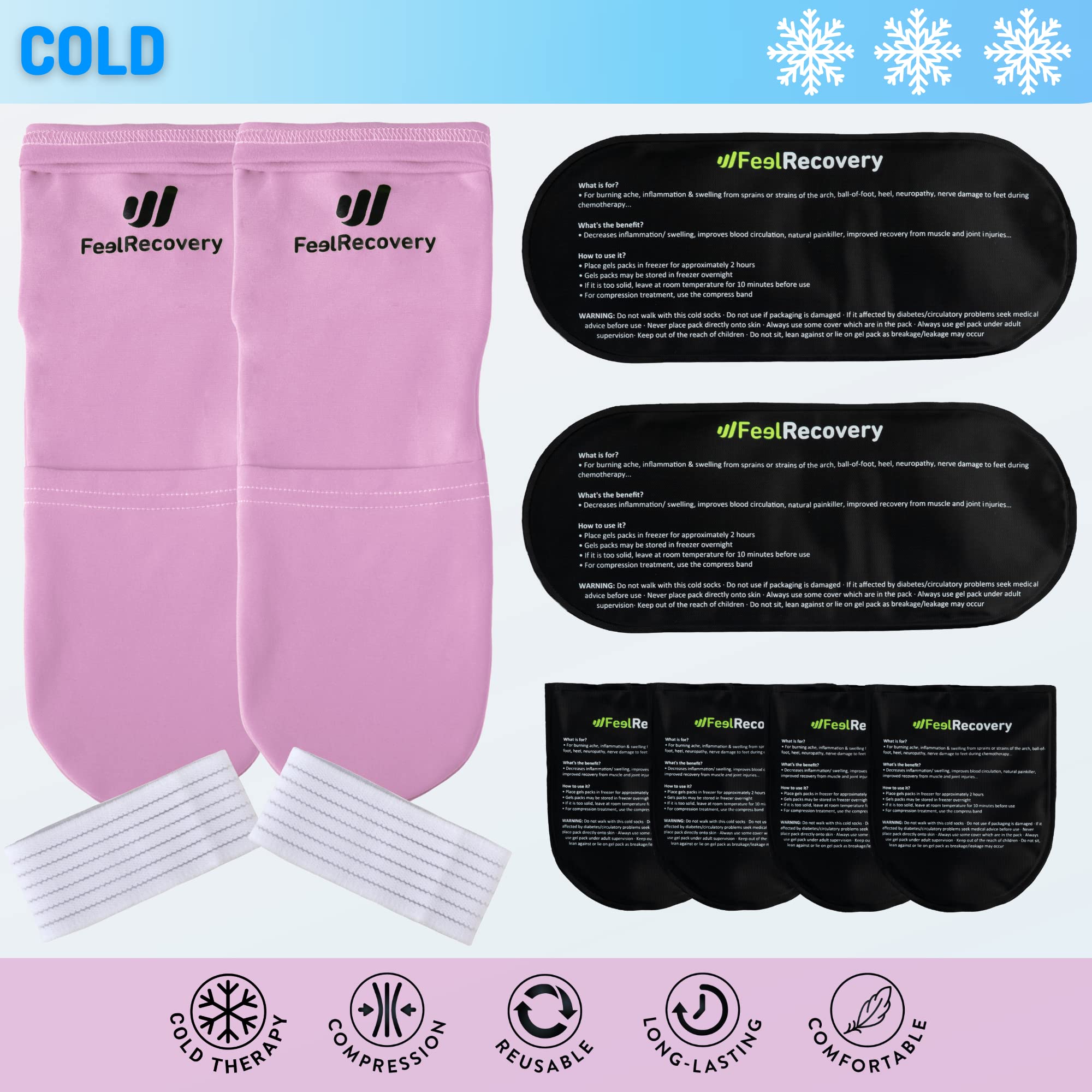Feel Recovery Calzini Refrigeranti S/M Gel Piedi Rosa