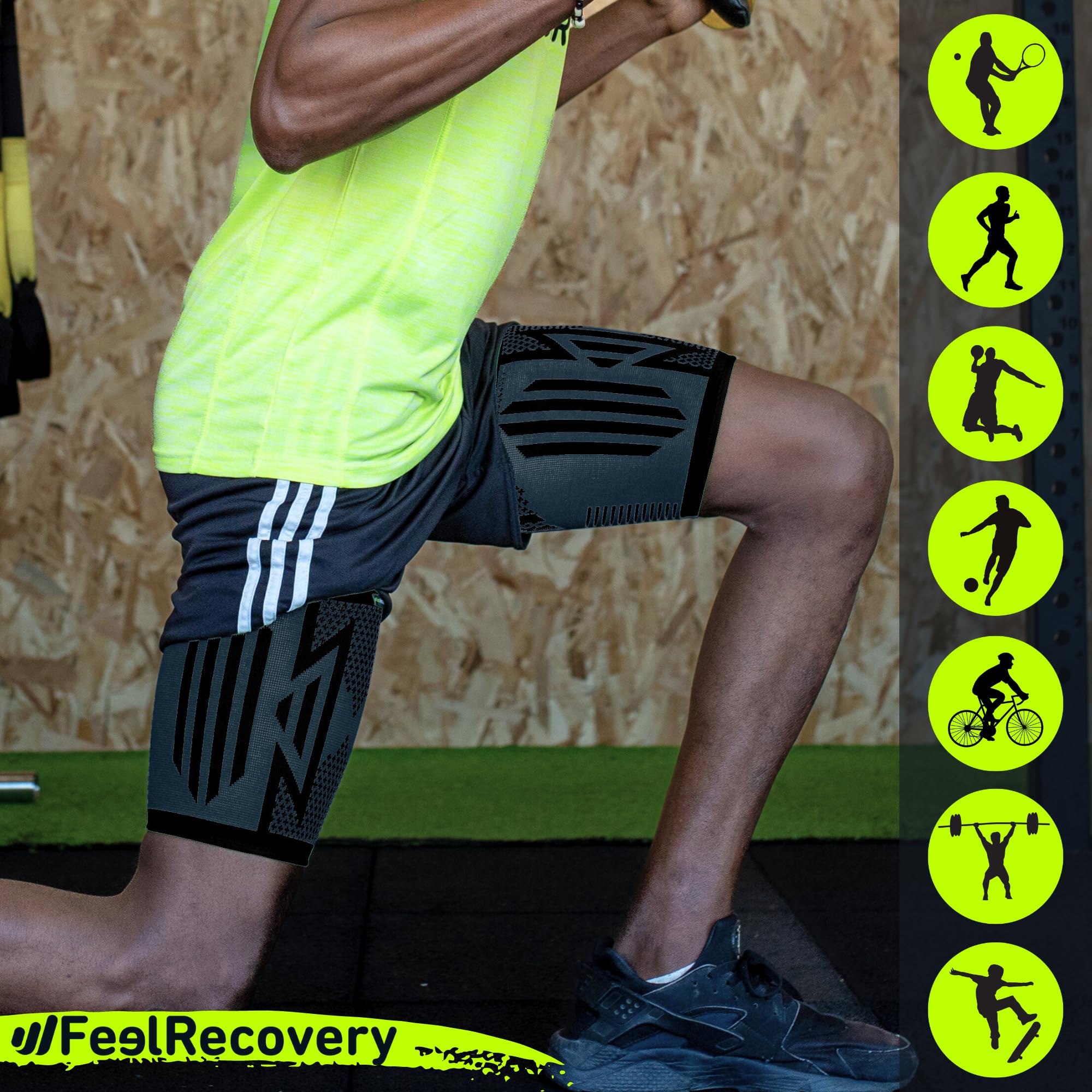 Feel Recovery Cosciera Coscia Nero L 2 Pezzi Compressione