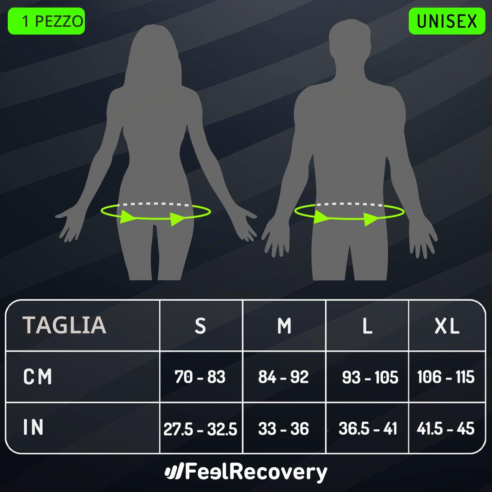Feel Recovery Fascia Lombare XL Bustino Schiena Nero