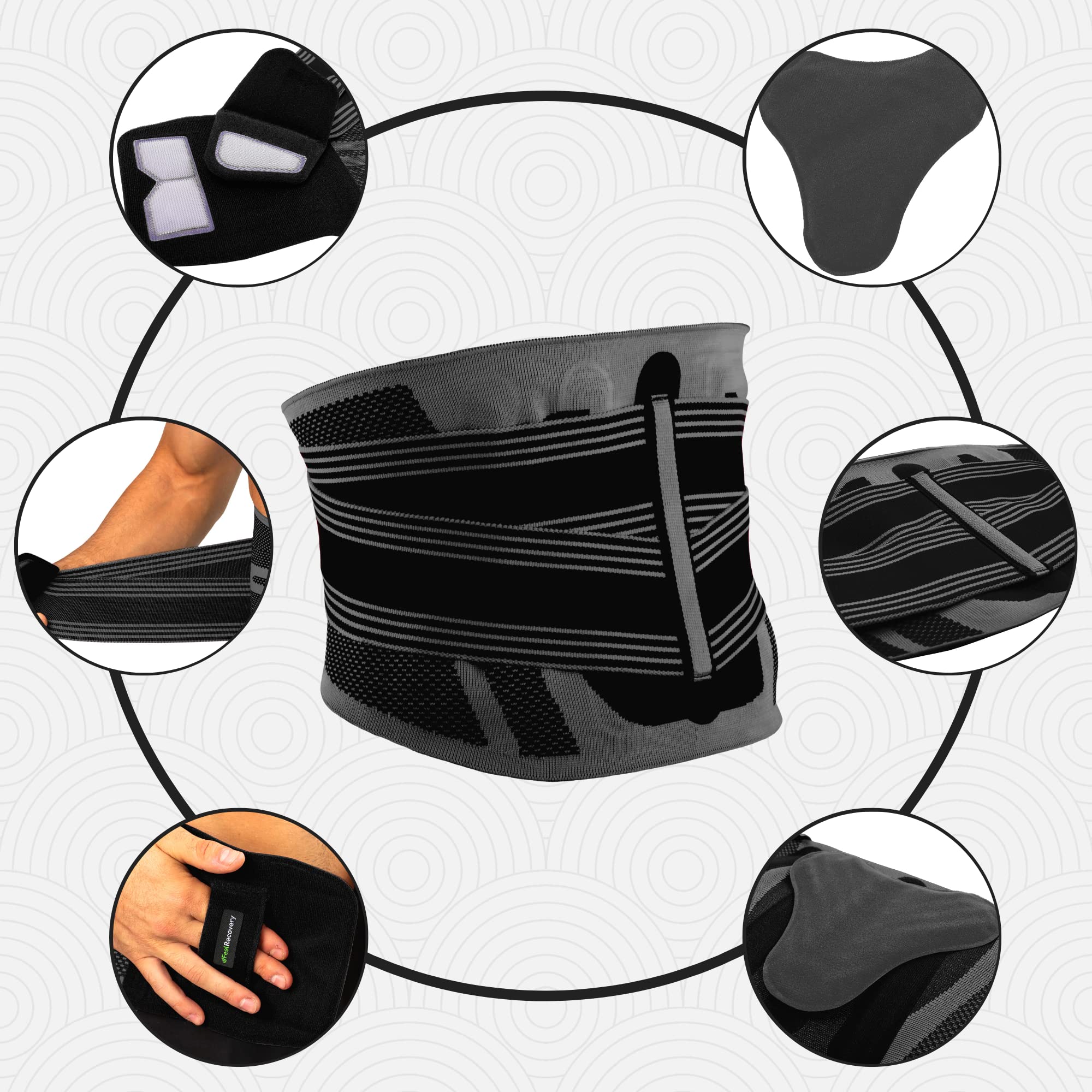 Feel Recovery Fascia Lombare XL Bustino Schiena Nero