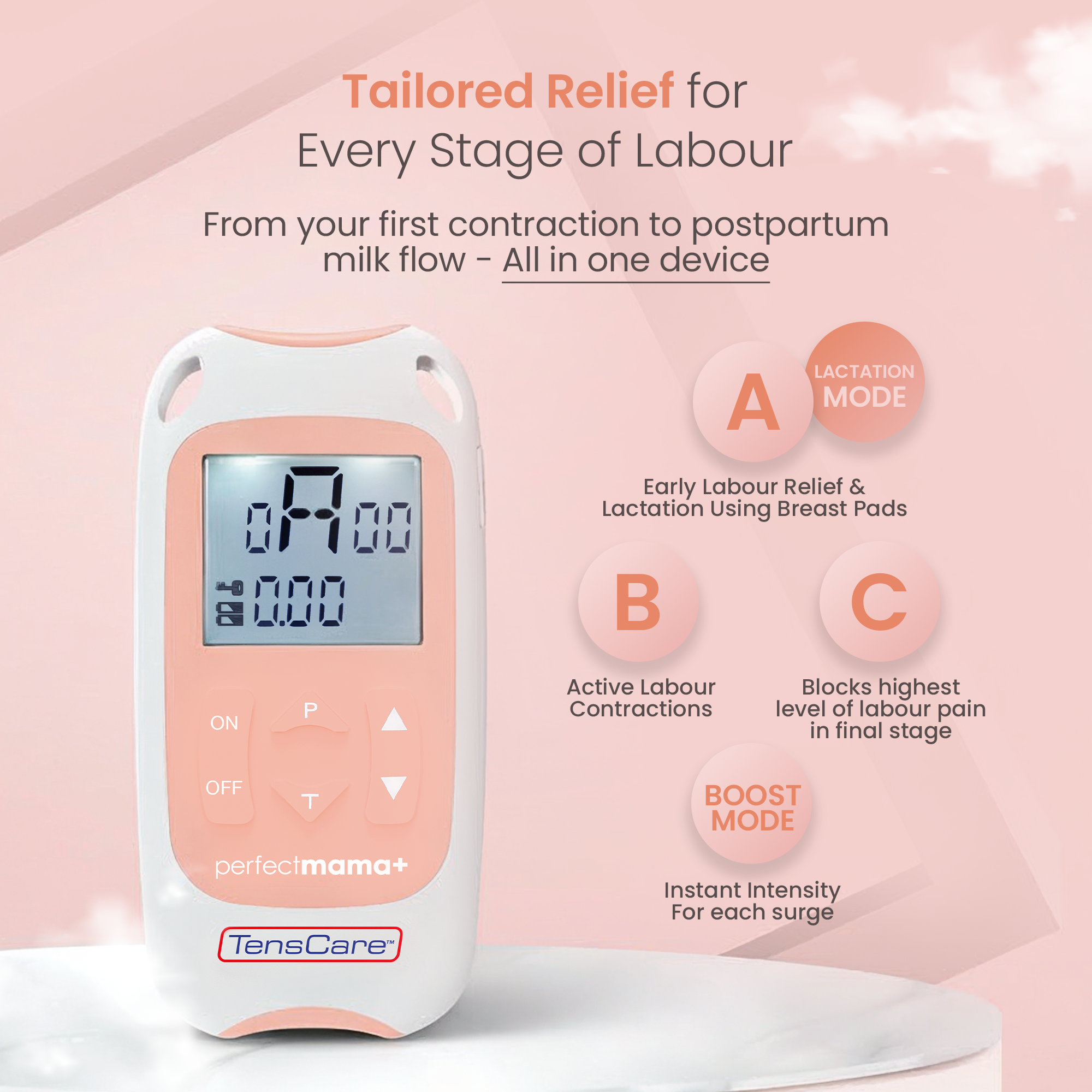 Tenscare Perfect mama+ elettrostimolatore TENS parto