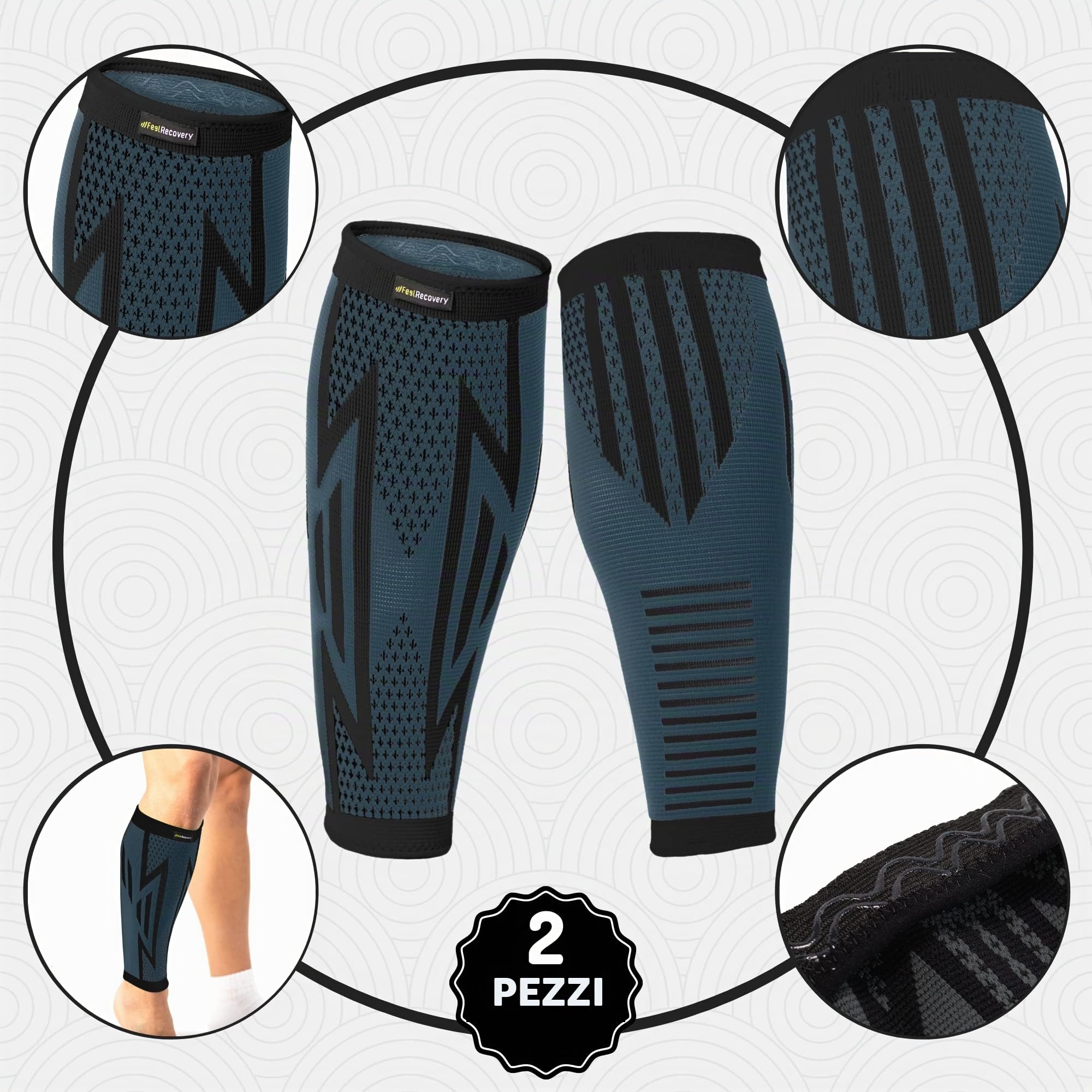 Feel Recovery fasce compressione polpaccio nere taglia M 2 pezzi