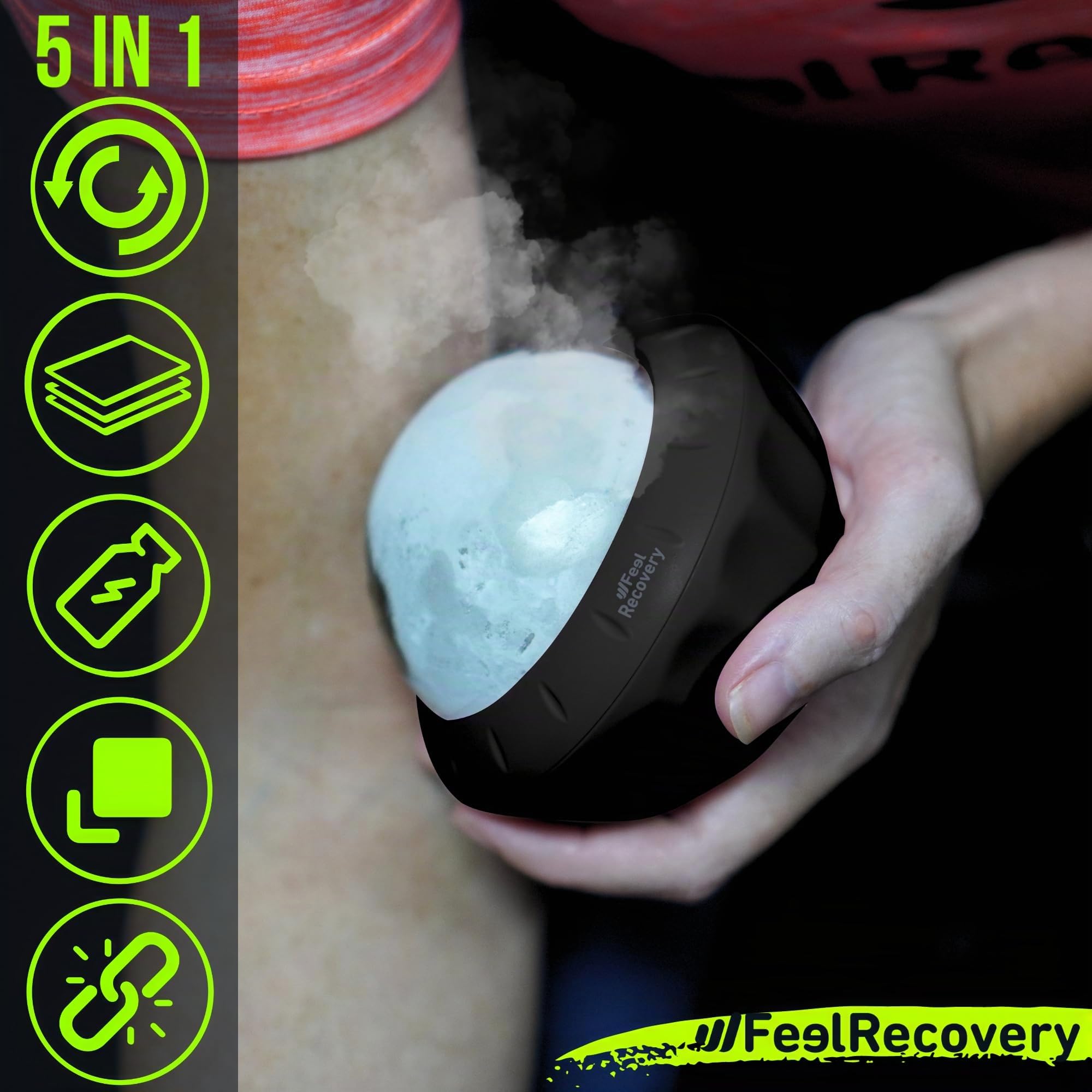 Feel Recovery Palla Massaggio Metallo Nero Gel 8cm Freddo