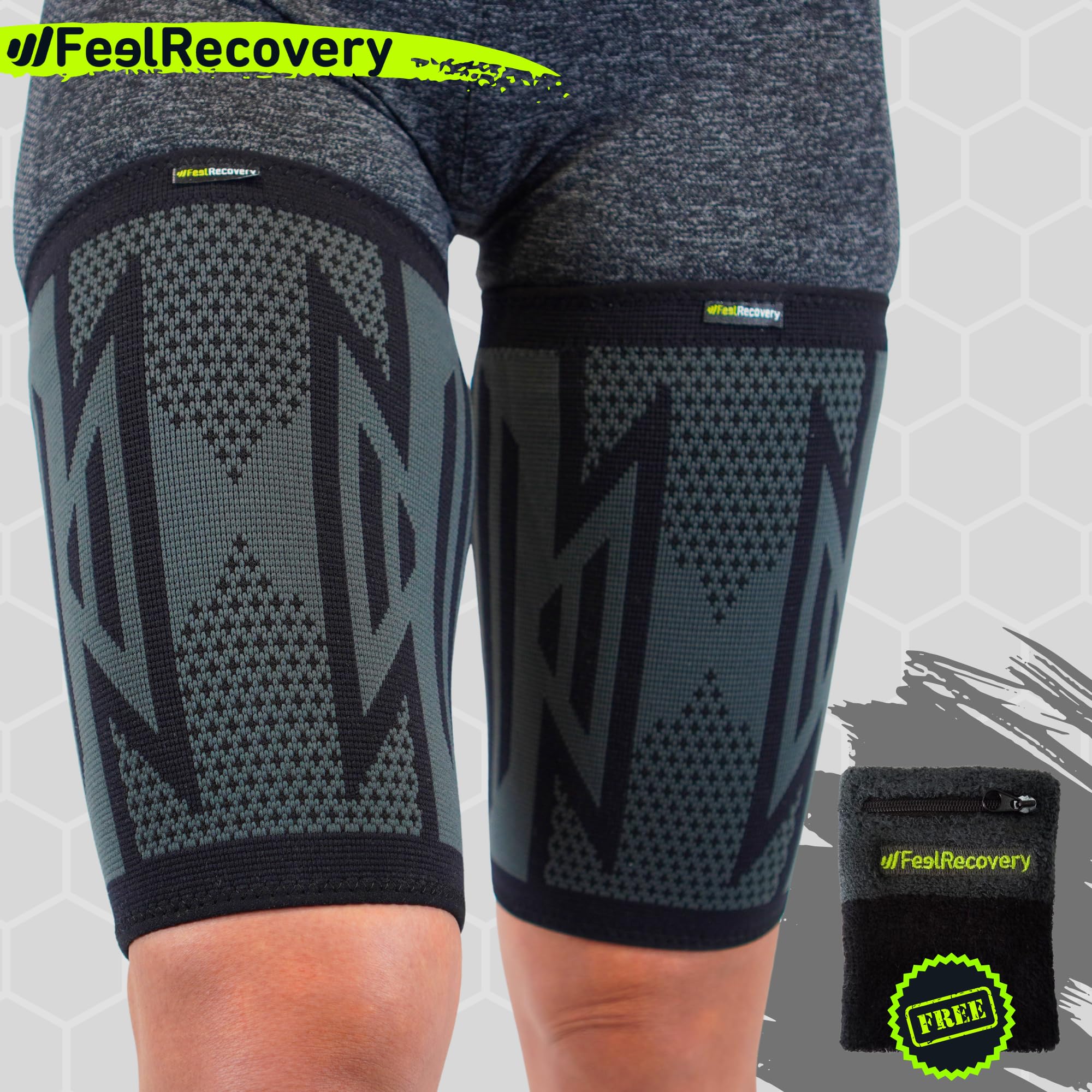 Feel Recovery Cosciera Coscia Nero L 2 Pezzi Compressione