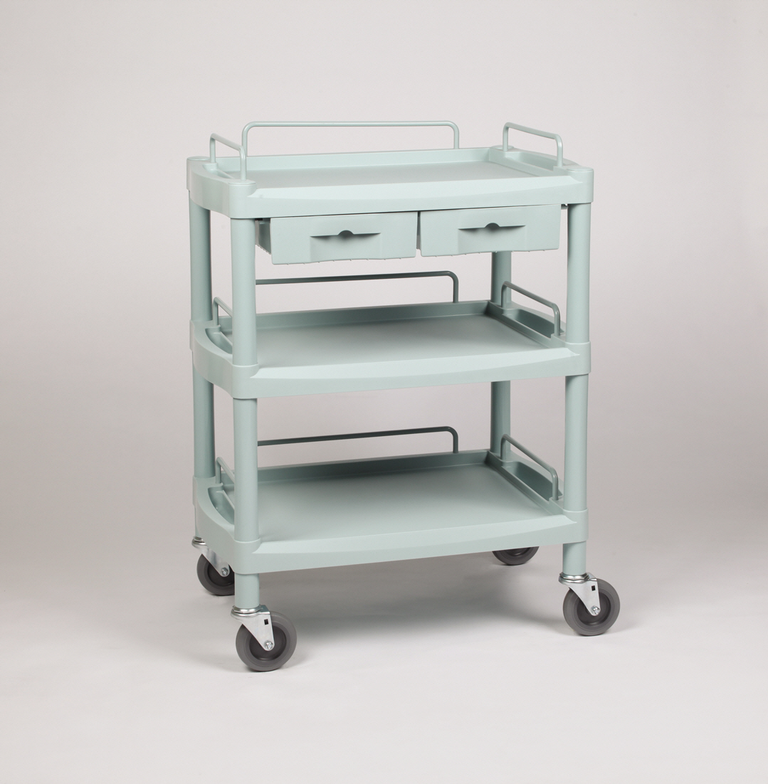 NewAge OK Farma 2 carrello medicale 3 ripiani 2 cassetti