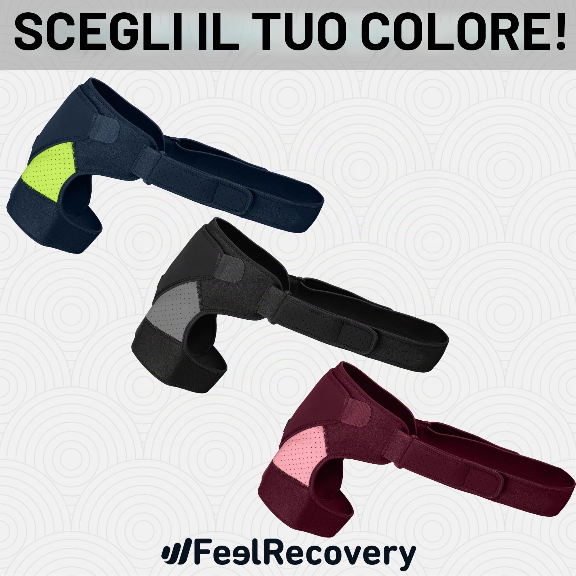 Feel Recovery Tutore Spalla Neoprene Nero Borsa Ghiaccio