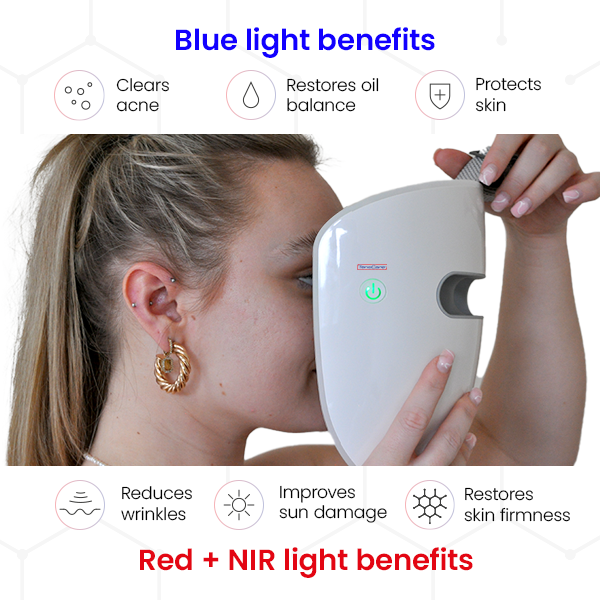 TensCare Glomask maschera LED viso luce blu rossa infrarossi