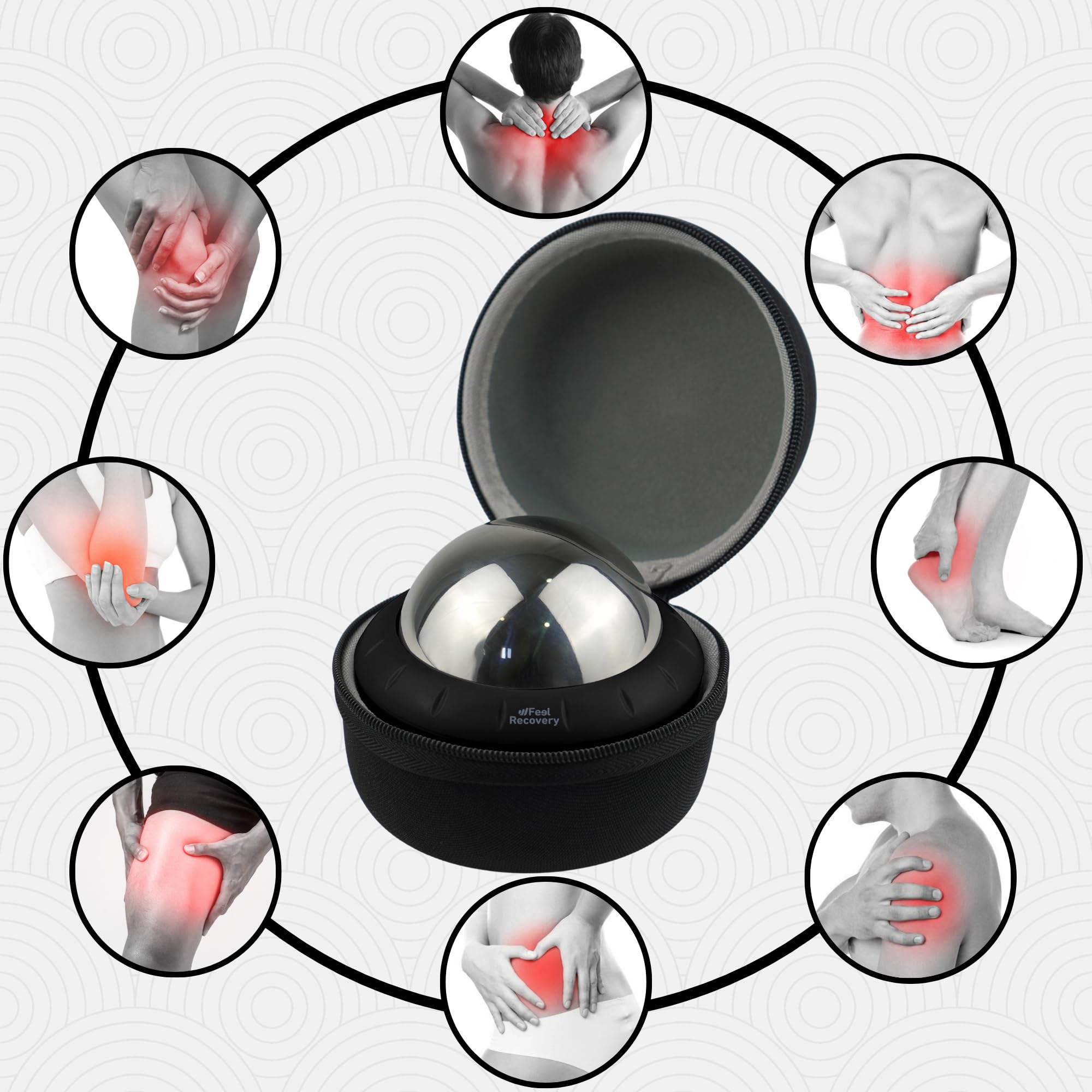 Feel Recovery Palla Massaggio Metallo Nero Gel 8cm Freddo
