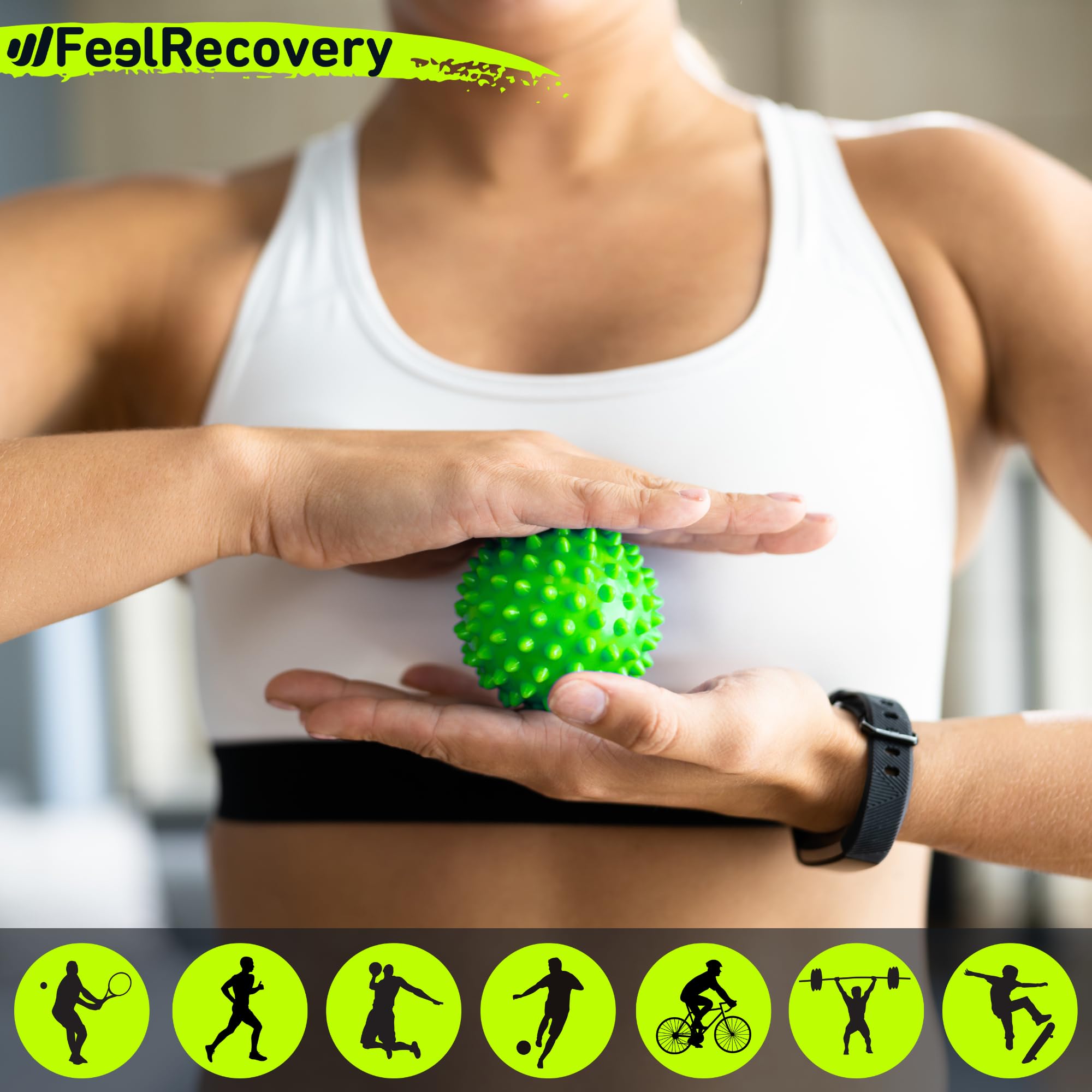 Feel Recovery Kit Rullo Piedi Palla Riccio Verde Fascite