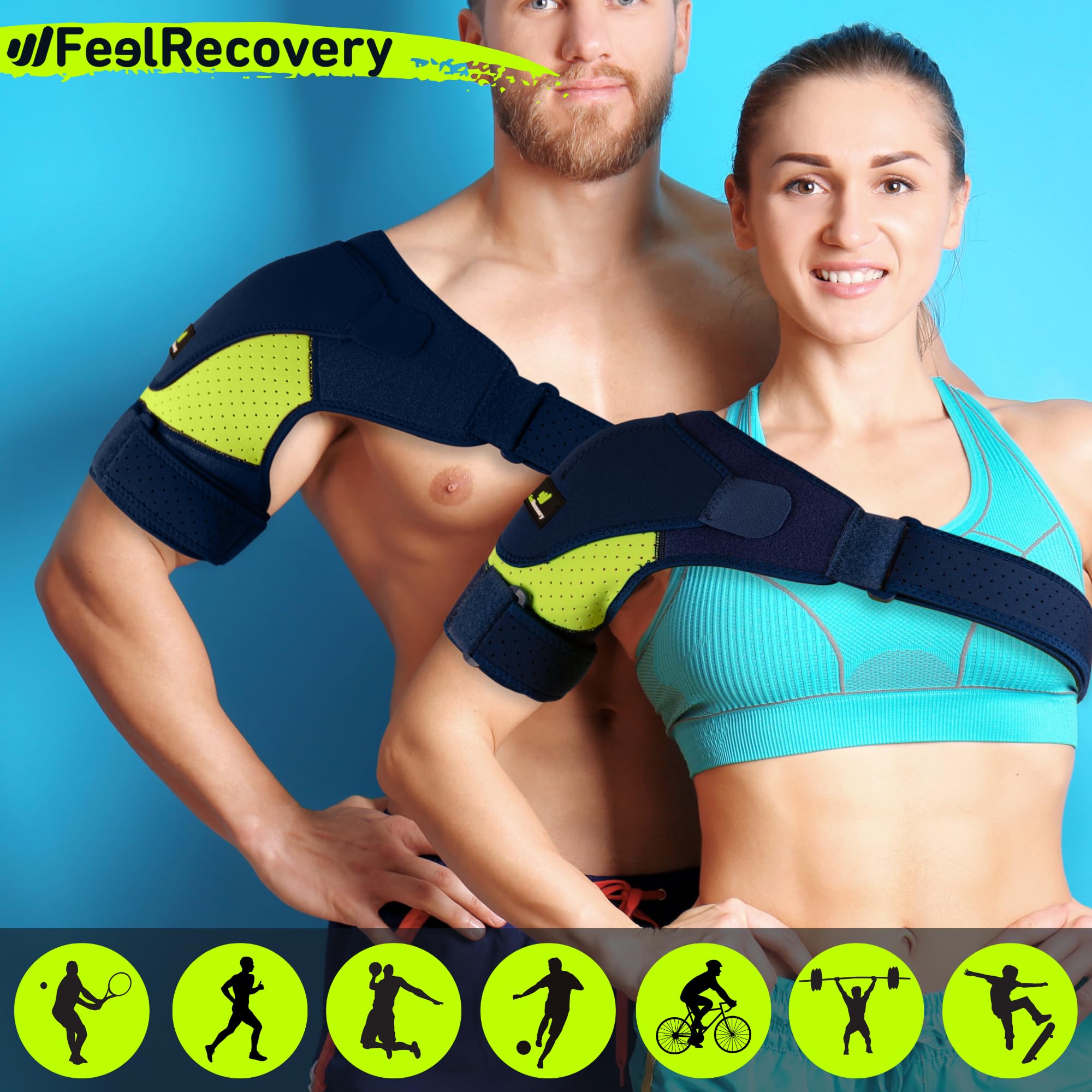 Feel Recovery Tutore Spalla Neoprene Nero Borsa Ghiaccio