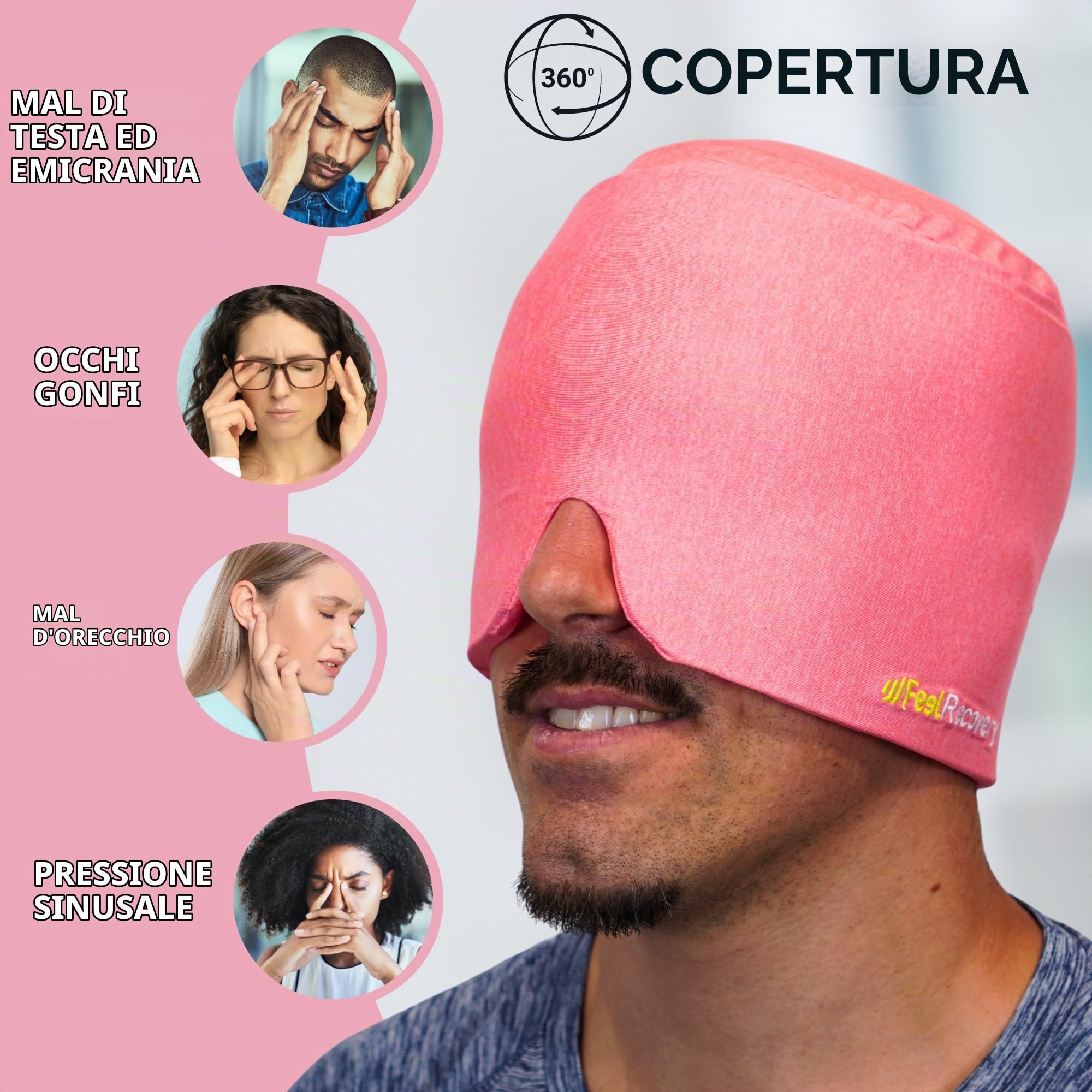 Feel Recovery Maschera Emicrania 360 Rosa Gel Riutilizzabile