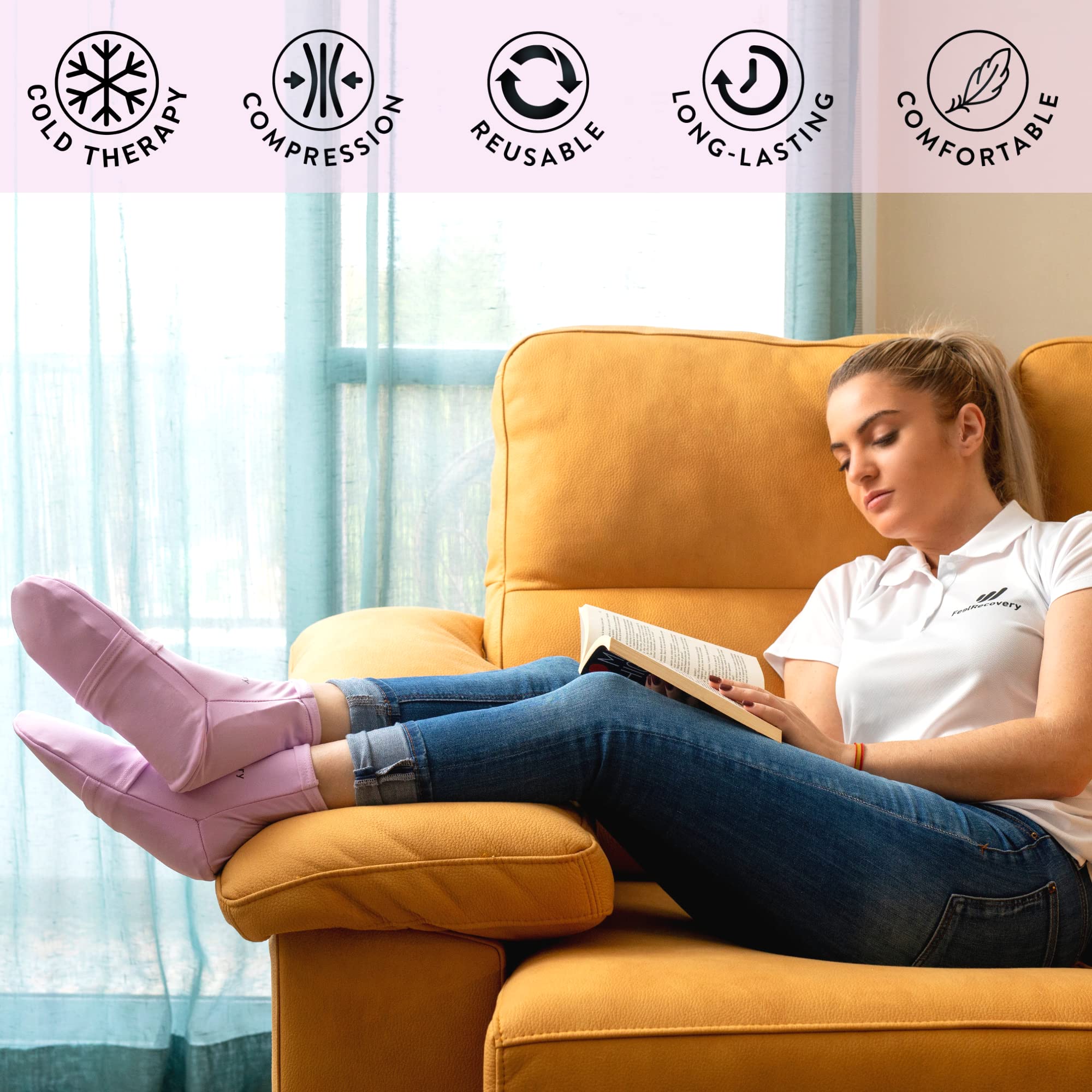 Feel Recovery Calzini Refrigeranti S/M Gel Piedi Rosa