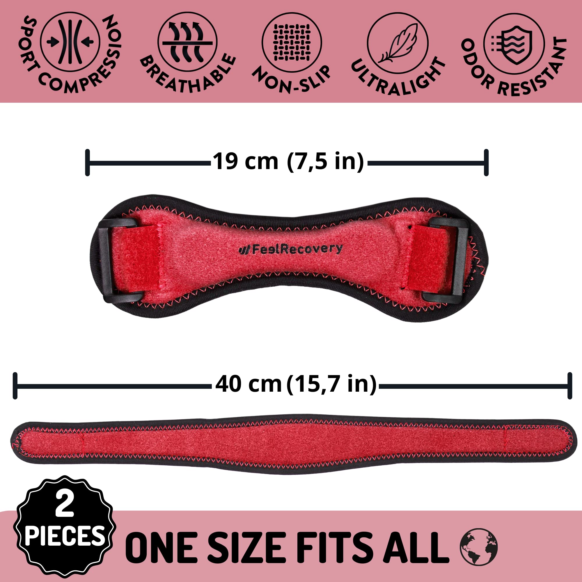 Feel Recovery cinturino rotuleo ginocchio bordeaux 2 pezzi