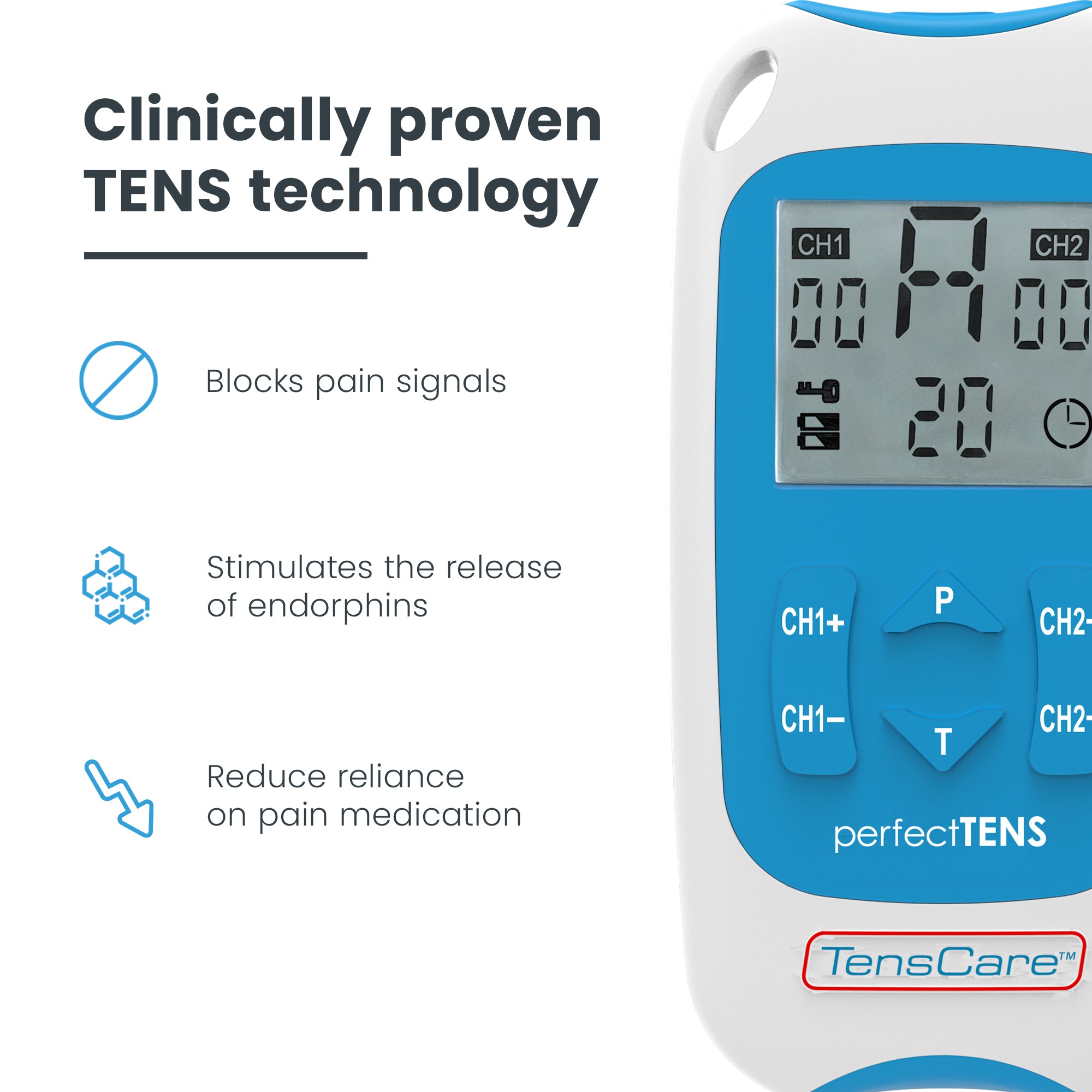 TensCare Perfect TENS elettrostimolatore dolore 2 canali