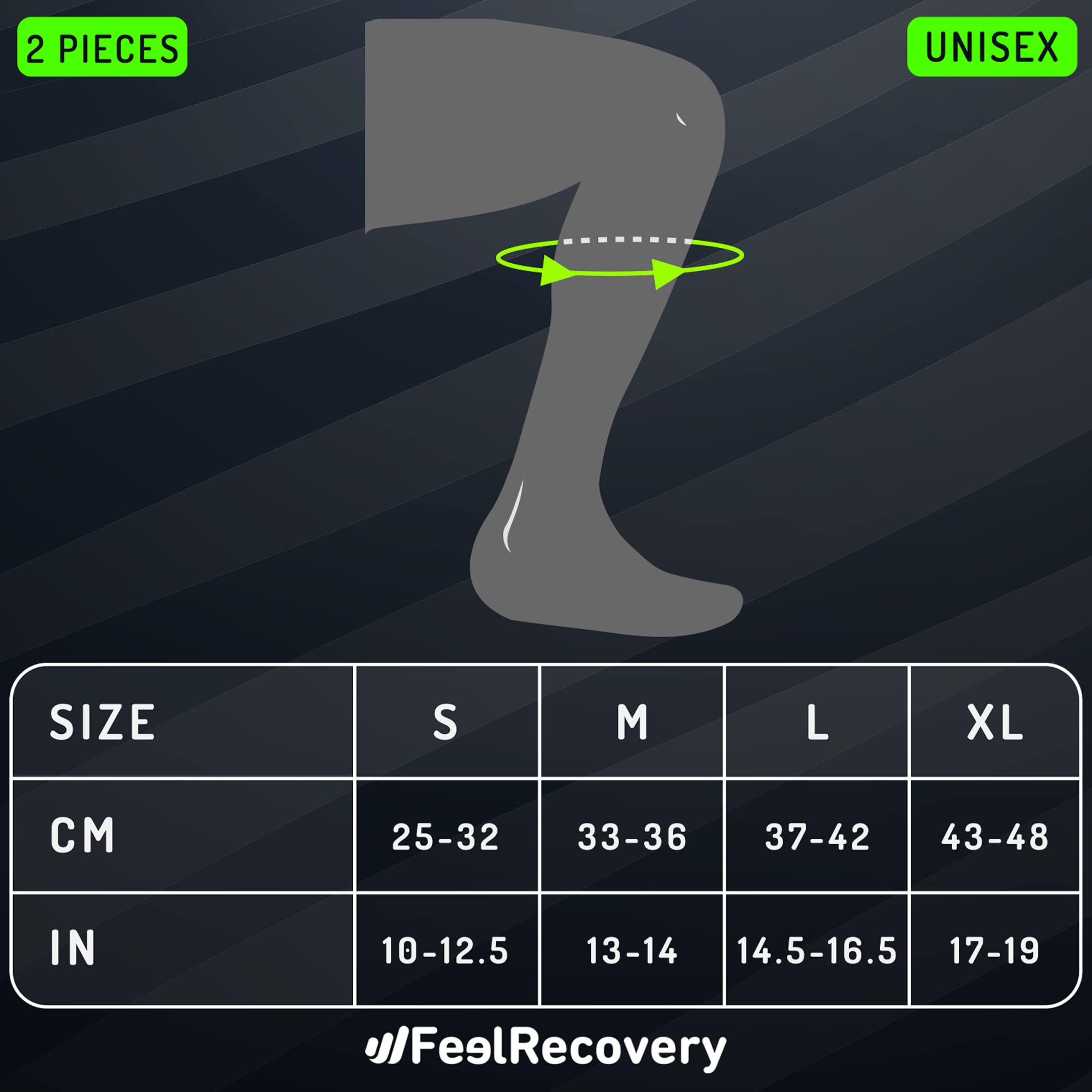 Feel Recovery fasce compressione polpaccio nere taglia M 2 pezzi